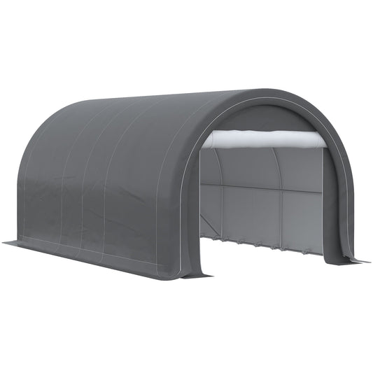 10' x 16' Carport, Heavy Duty Portable Garage / Storage Tent with Large Zippered Door, Anti-UV PE Canopy Cover for Car, Boat, Motorcycle, Bike, Garden Tools, Grey