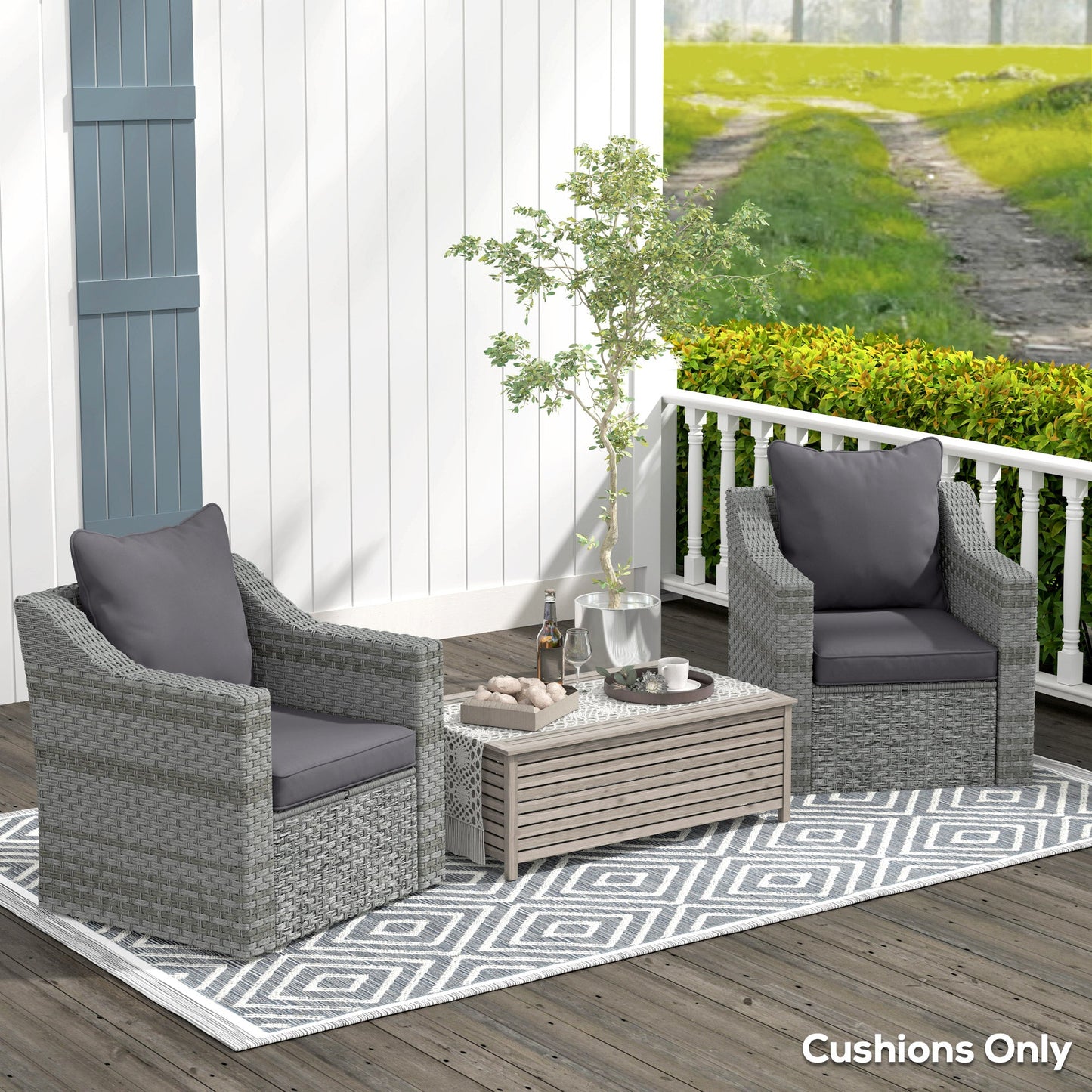 4-Piece Patio Chair Cushions Pillows, Back and Seat Replacement Patio Cushions Set for Indoor Outdoor Garden Furniture, Dark Grey