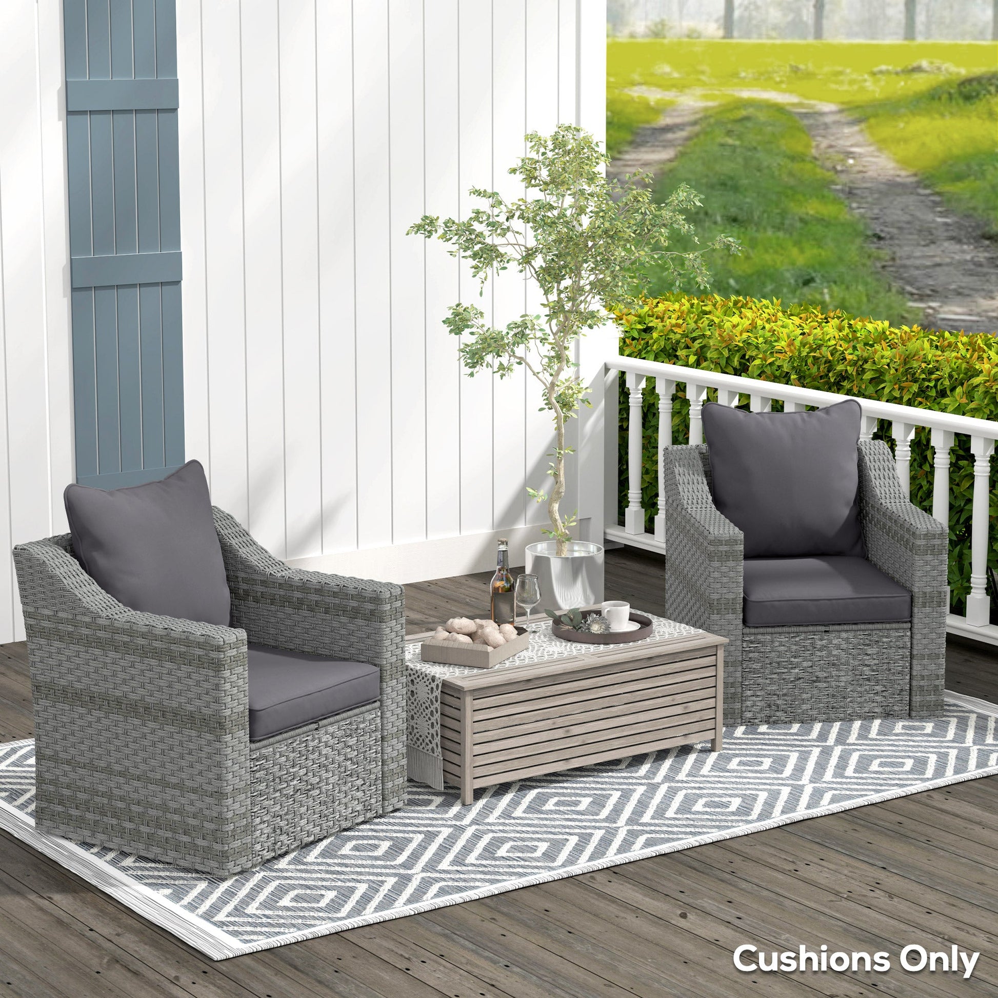 4-Piece Patio Chair Cushions Pillows, Back and Seat Replacement Patio Cushions Set for Indoor Outdoor Garden Furniture, Dark Grey