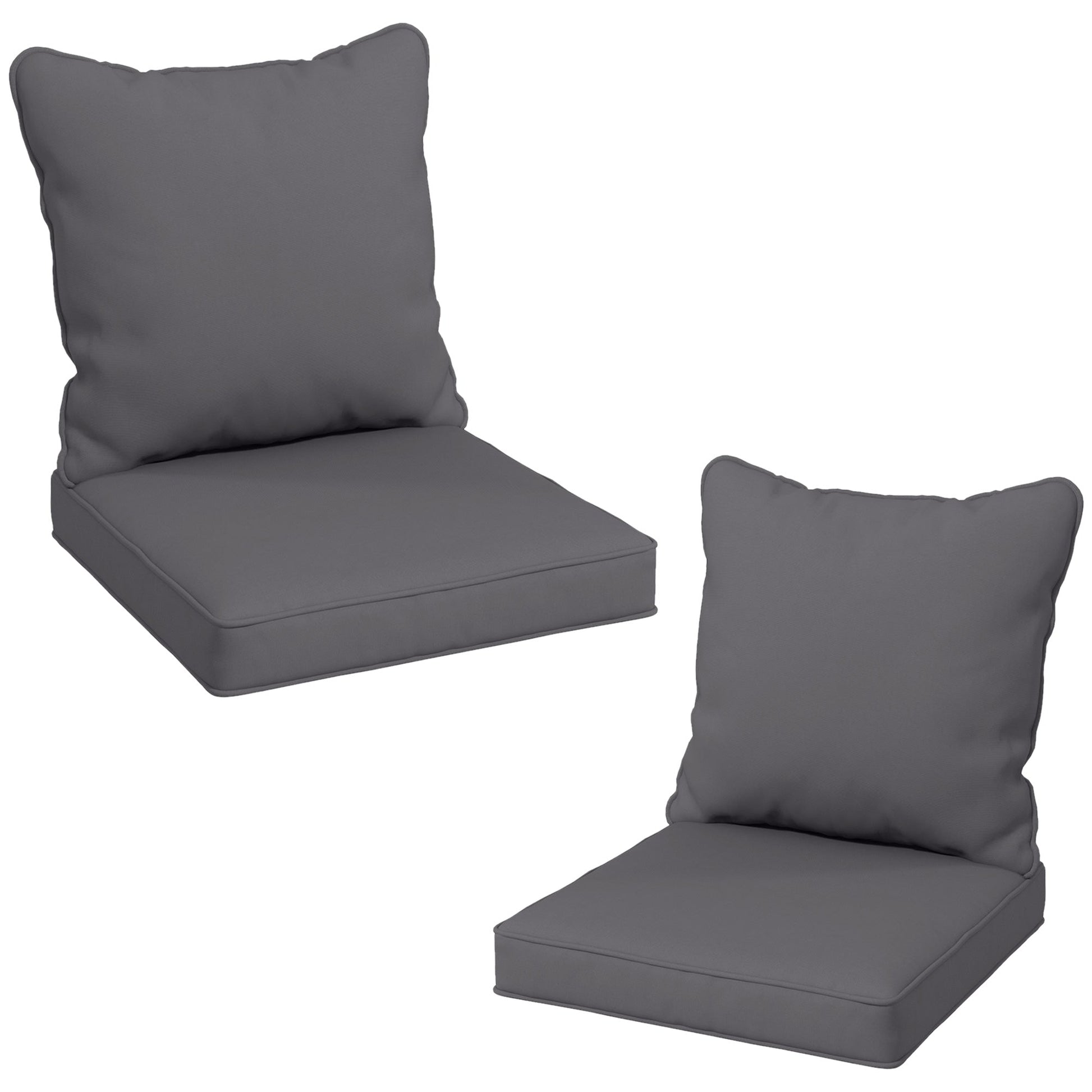 4-Piece Patio Chair Cushions Pillows, Back and Seat Replacement Patio Cushions Set for Indoor Outdoor Garden Furniture, Dark Grey