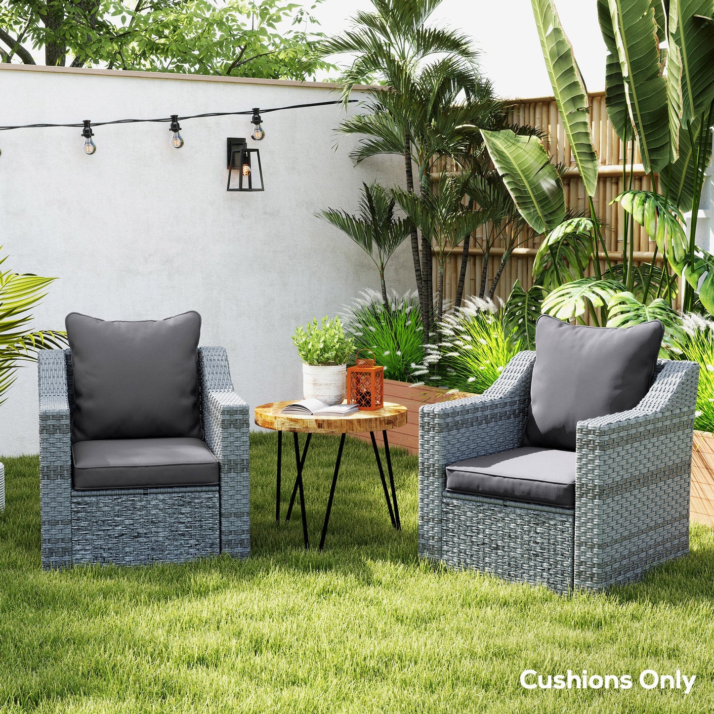 4-Piece Patio Chair Cushions Pillows, Back and Seat Replacement Patio Cushions Set for Indoor Outdoor Garden Furniture, Dark Grey