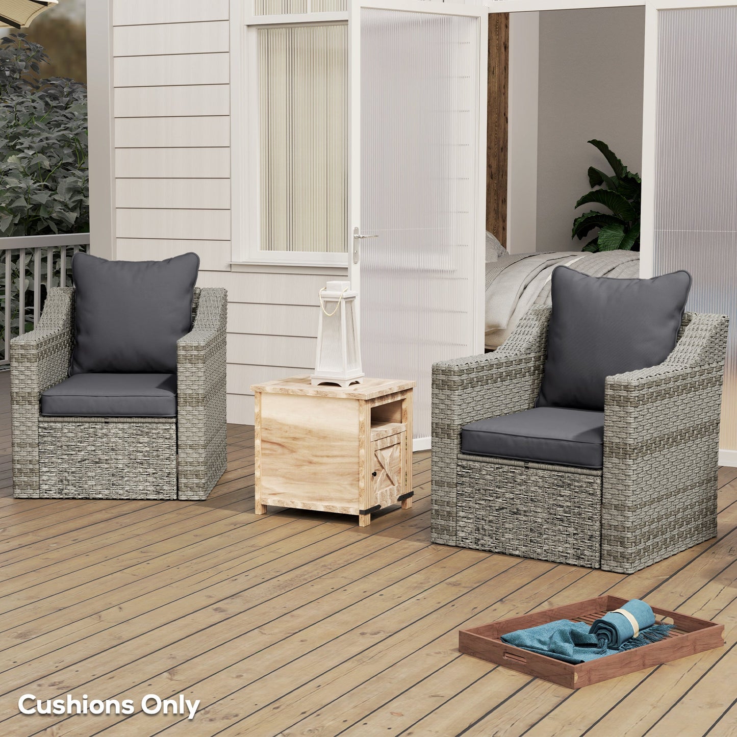 4-Piece Patio Chair Cushions Pillows, Back and Seat Replacement Patio Cushions Set for Indoor Outdoor Garden Furniture, Dark Grey