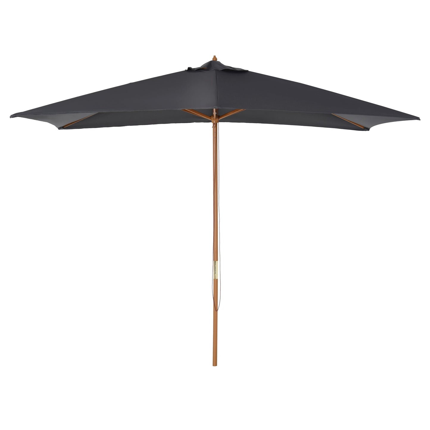 7' x 10' Wooden Patio Umbrella, Rectangular Garden Parasol, Market Table Umbrella with Top Vent, Dark Grey