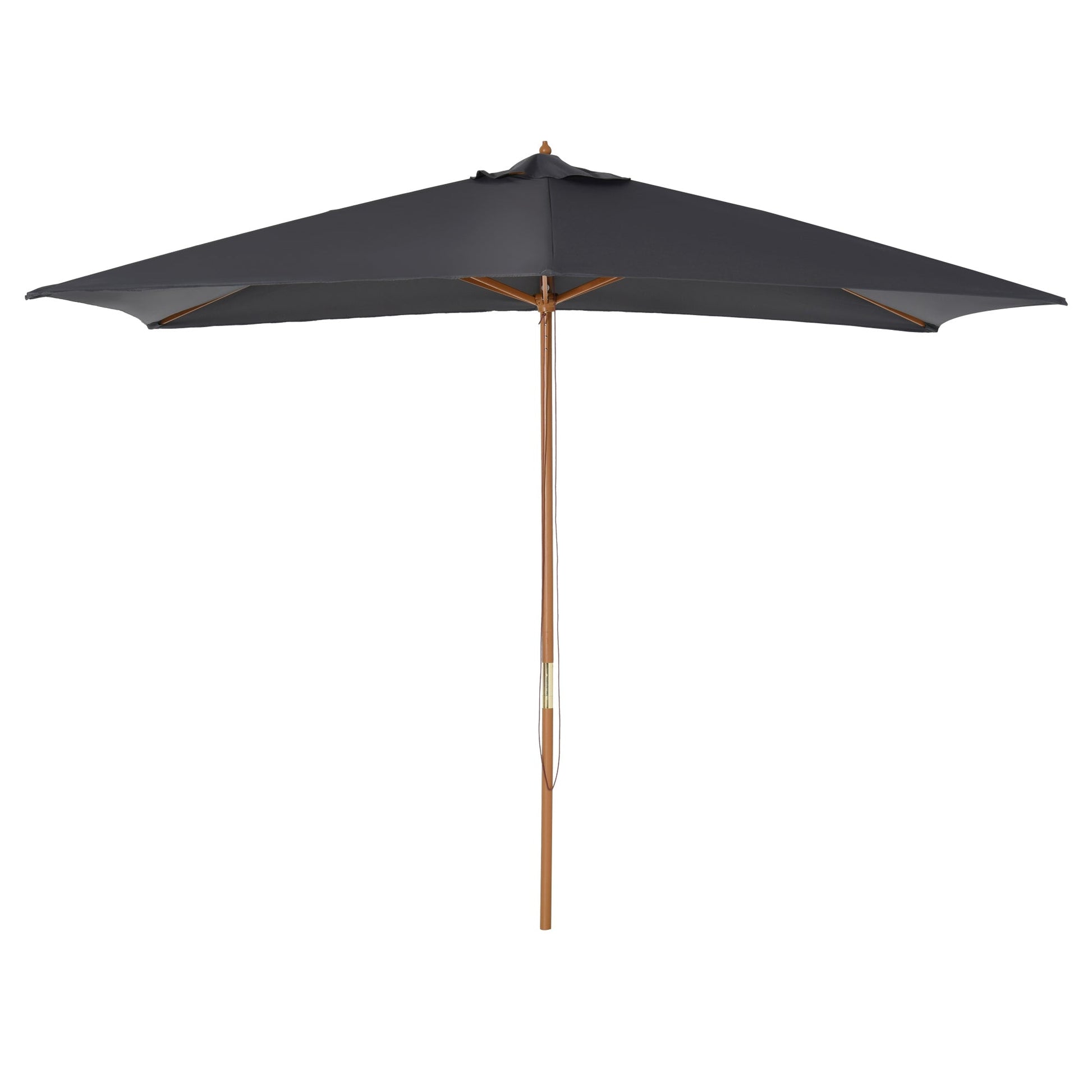 7' x 10' Wooden Patio Umbrella, Rectangular Garden Parasol, Market Table Umbrella with Top Vent, Dark Grey