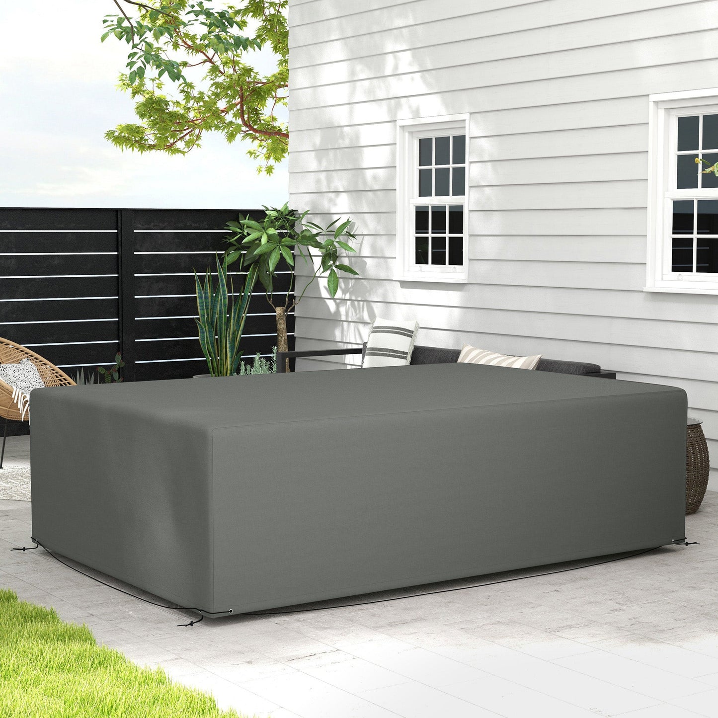 Patio Furniture Covers, Waterproof, Windproof and Anti-UV 300D Oxford Fabric Large Outdoor Furniture Cover for Outdoor Sectional Sofa Set, 97" x 65" x 26", Dark Grey