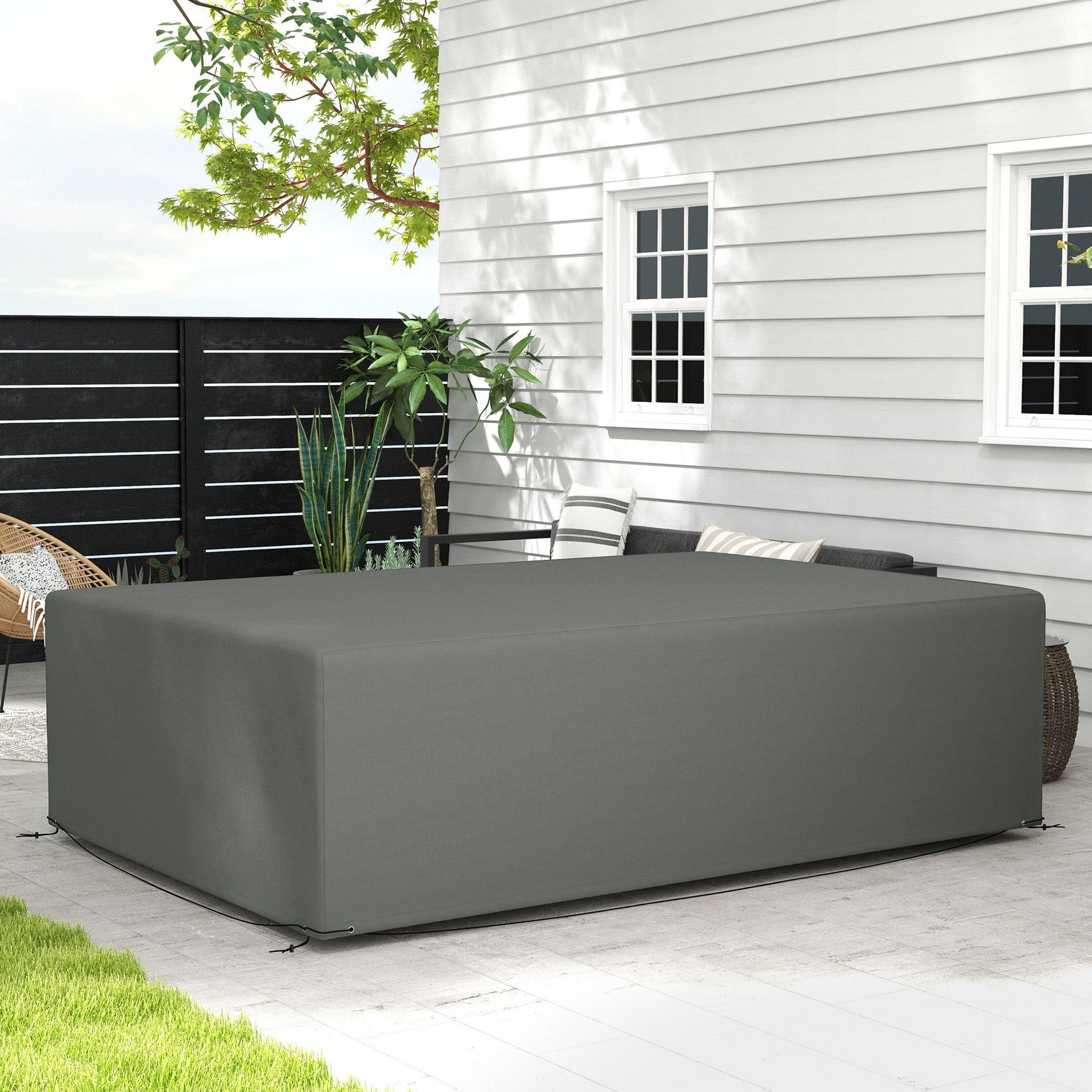 Patio Furniture Covers, Waterproof, Windproof and Anti-UV 300D Oxford Fabric Large Outdoor Furniture Cover for Outdoor Sectional Sofa Set, 97" x 65" x 26", Dark Grey