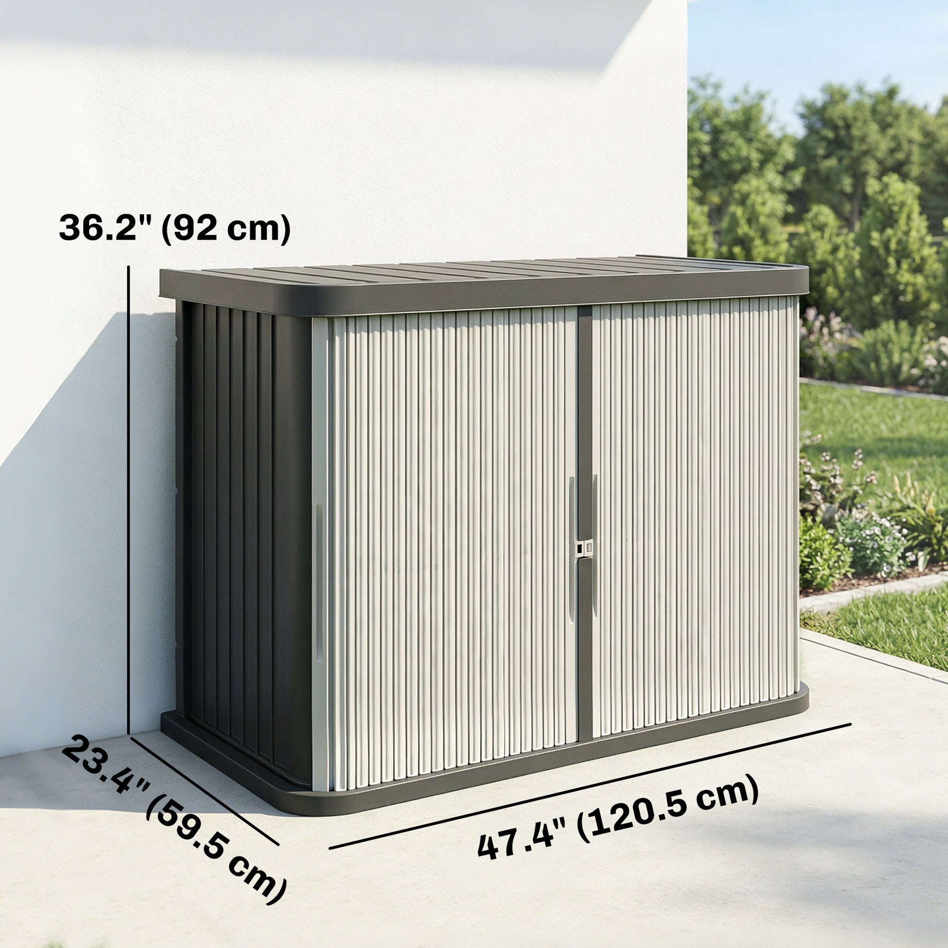 127 Gallon Outdoor Storage Box, Plastic Deck Box, Splash-Resistant & UV Resistant Garden Storage Container for Patio, Porch, Poolside, Light Brown