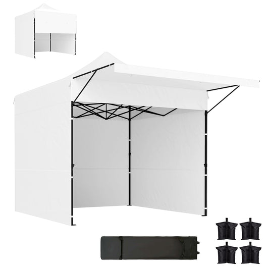 10' x 10' Pop Up Canopy Tent with Awning and Sidewalls, UPF50+ Instant Sun Shelter, Height Adjustable Portable Gazebo, with Wheeled Bag and Sand Bags for Garden, Patio