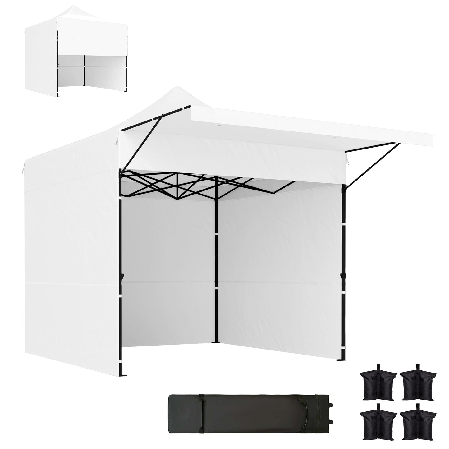 10' x 10' Pop Up Canopy Tent with Awning and Sidewalls, UPF50+ Instant Sun Shelter, Height Adjustable Portable Gazebo, with Wheeled Bag and Sand Bags for Garden, Patio