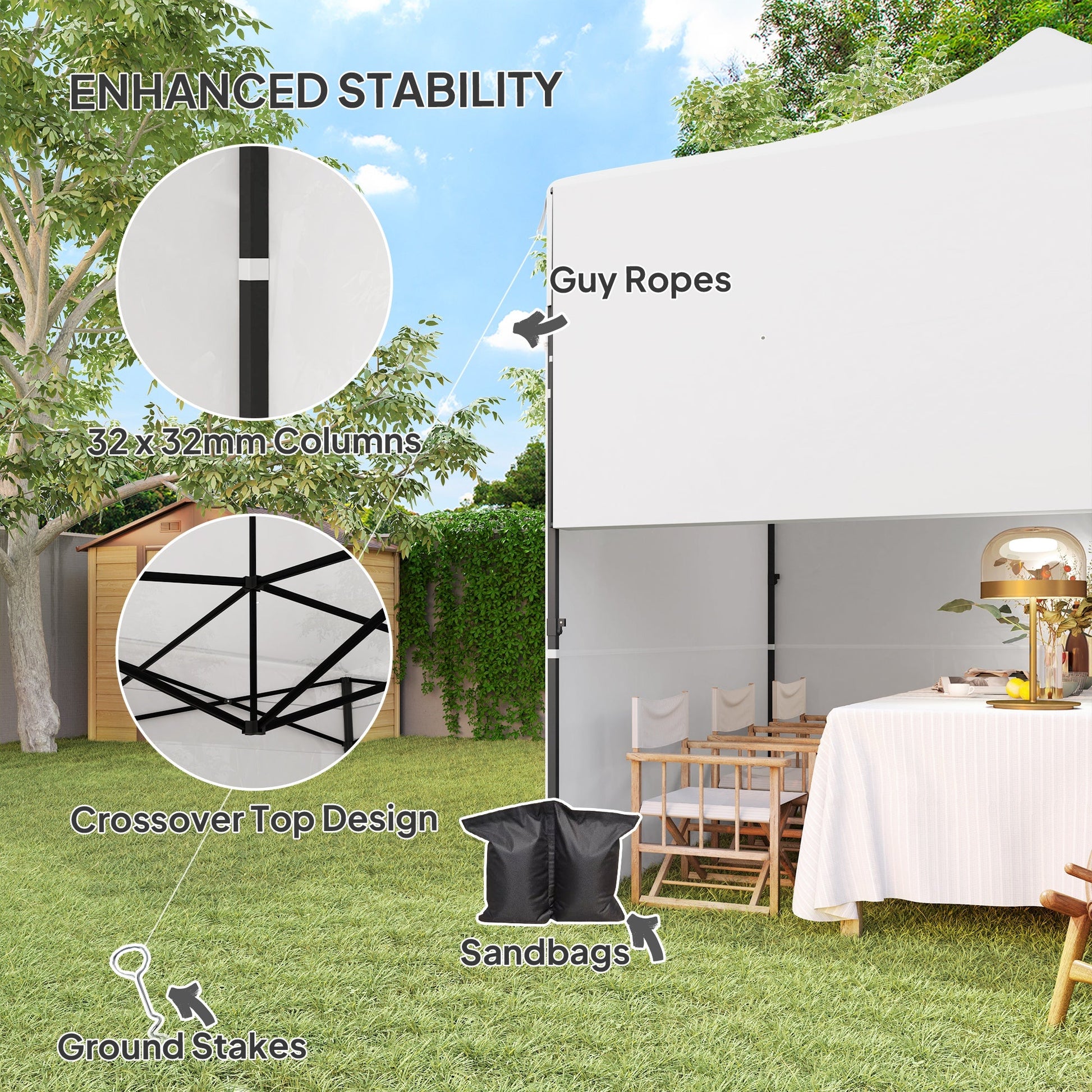10' x 10' Pop Up Canopy Tent with Awning and Sidewalls, UPF50+ Instant Sun Shelter, Height Adjustable Portable Gazebo, with Wheeled Bag and Sand Bags for Garden, Patio