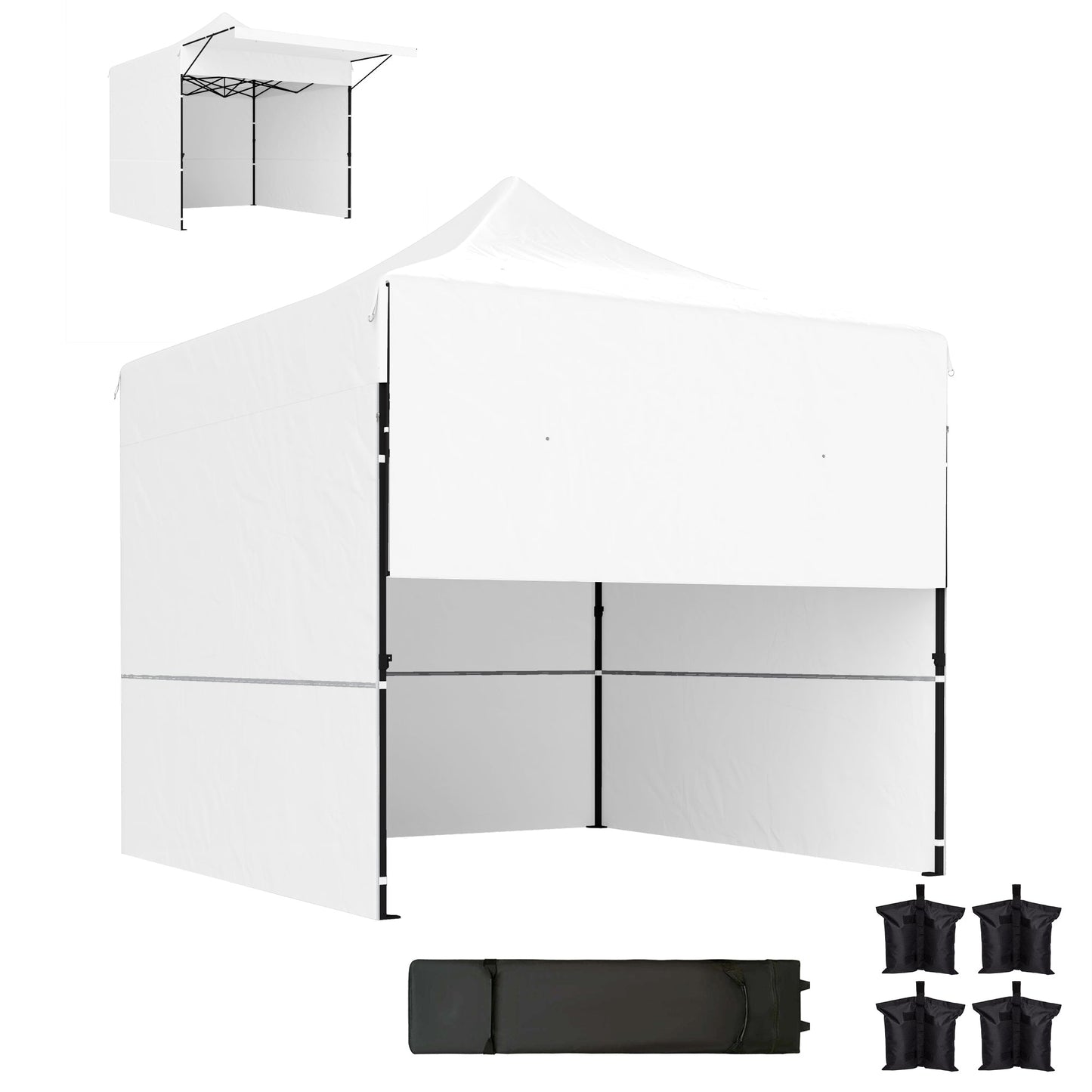 10' x 10' Pop Up Canopy Tent with Awning and Sidewalls, UPF50+ Instant Sun Shelter, Height Adjustable Portable Gazebo, with Wheeled Bag and Sand Bags for Garden, Patio