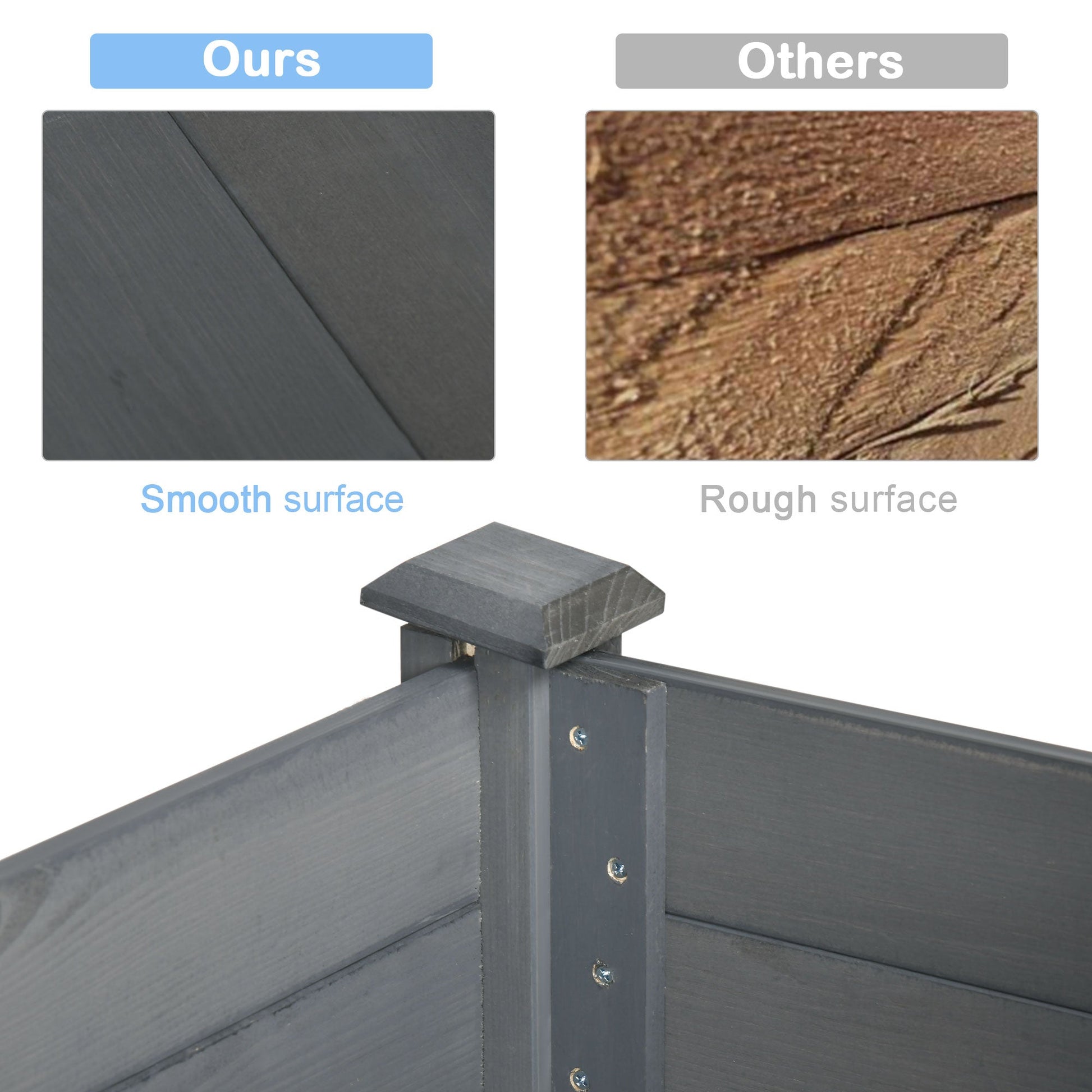 48" x 22" x 30" Wooden Patio Raised Garden Bed Planter, Elevated Planter Box with Legs, Outdoor Flower Stand with Inner Bag, Dark Grey