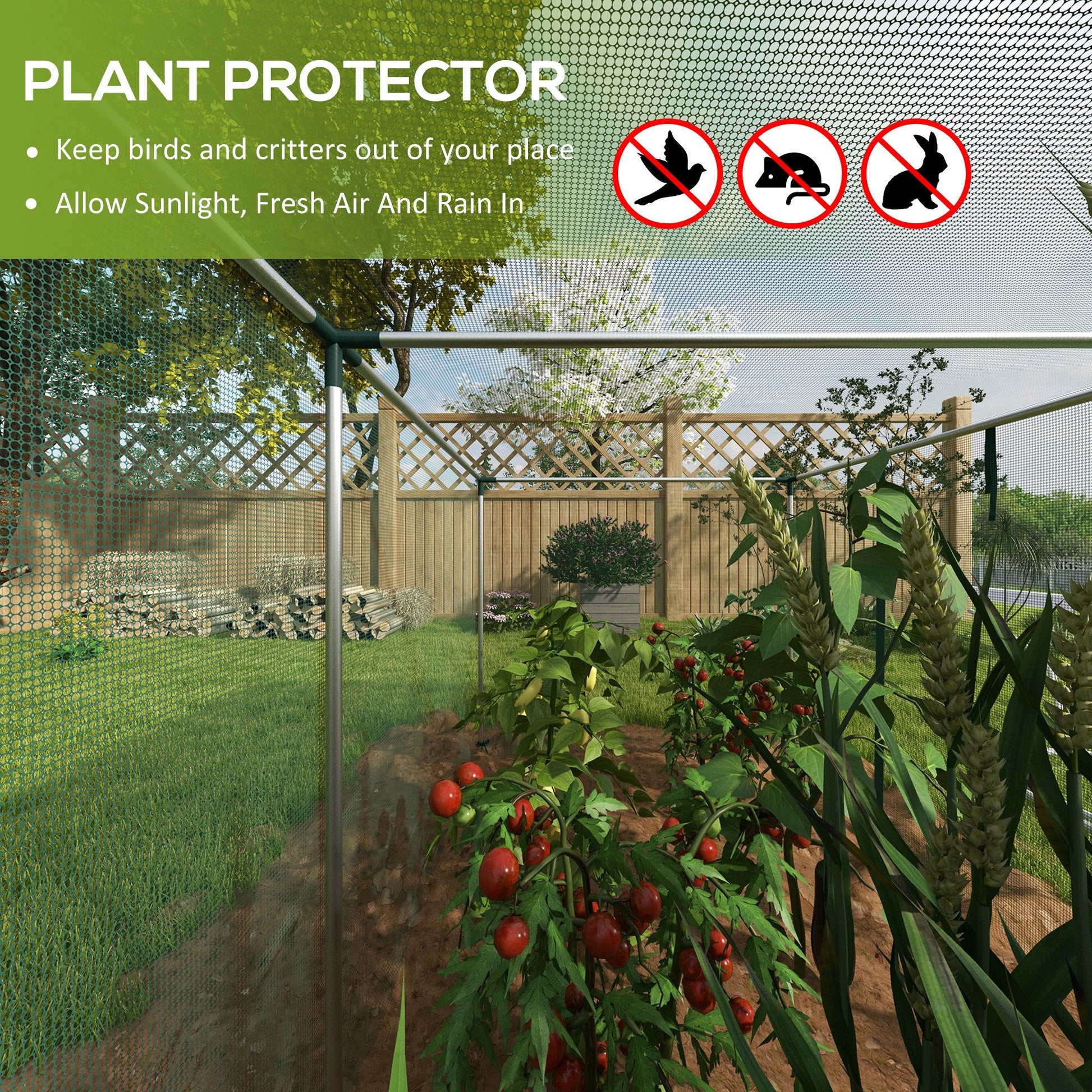 12' x 4' Crop Cage, Plant Protection Tent with Zippered Door and Galvanized Steel Frame, Fruit Cage Netting Cover for Garden, Yard, Lawn, Green
