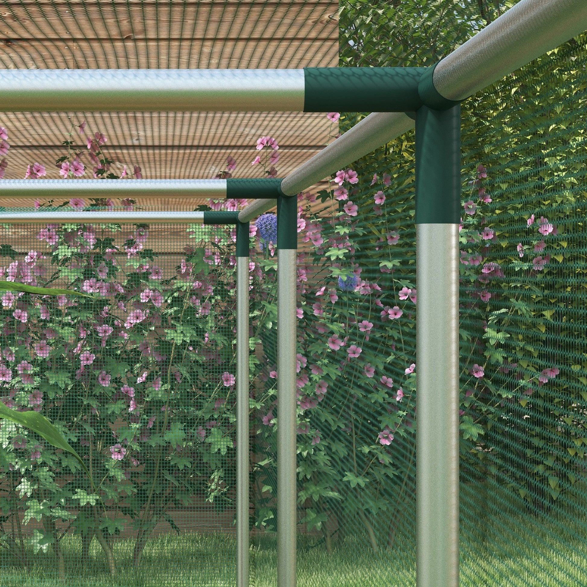 12' x 4' Crop Cage, Plant Protection Tent with Zippered Door and Galvanized Steel Frame, Fruit Cage Netting Cover for Garden, Yard, Lawn, Green