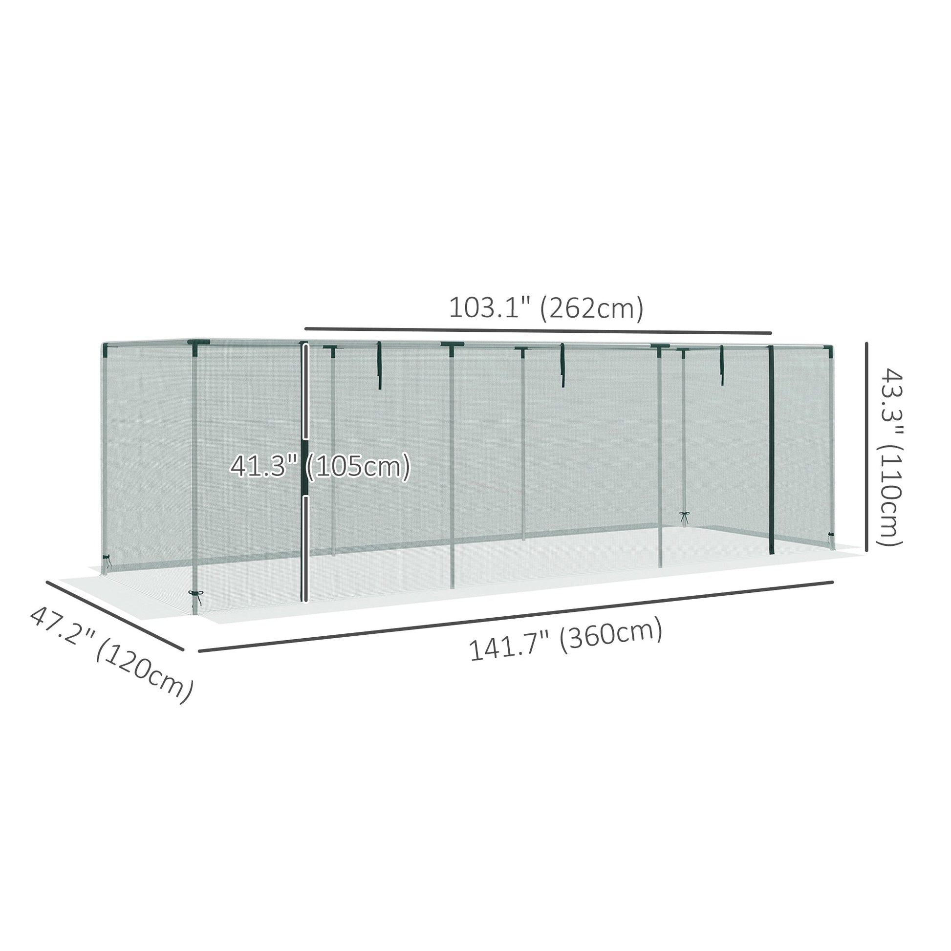 12' x 4' Crop Cage, Plant Protection Tent with Zippered Door and Galvanized Steel Frame, Fruit Cage Netting Cover for Garden, Yard, Lawn, Green