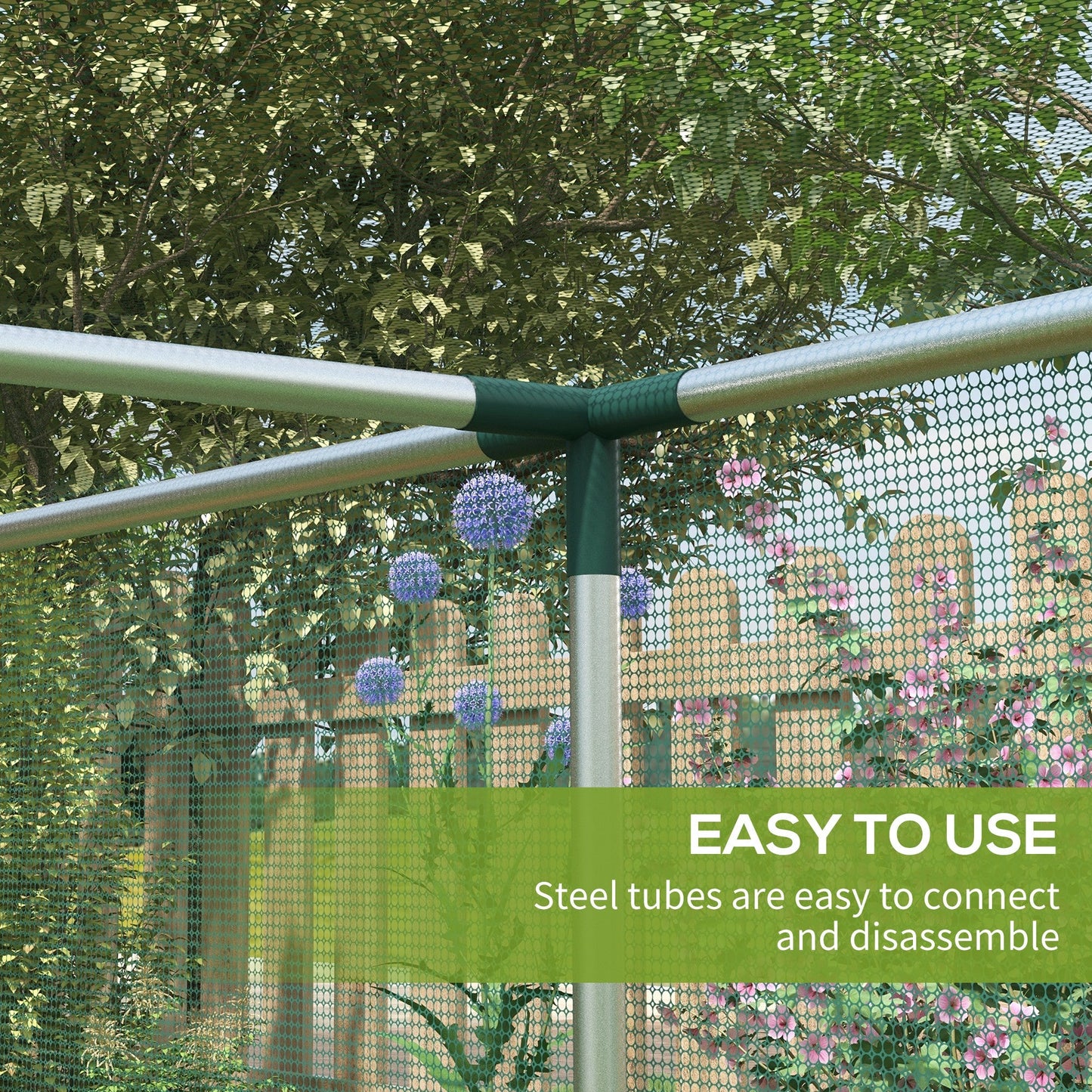 12' x 4' Crop Cage, Plant Protection Tent with Zippered Door and Galvanized Steel Frame, Fruit Cage Netting Cover for Garden, Yard, Lawn, Green