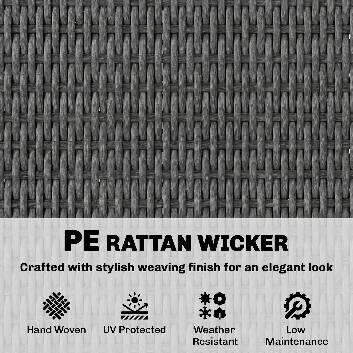 Wicker Outdoor Storage Cabinet, Double Door Patio Storage Cabinet with 2 Drawers and 2-Tier Shelves, PE Rattan Towel Rack Outdoor for Pool Garden Yard, Dark Grey