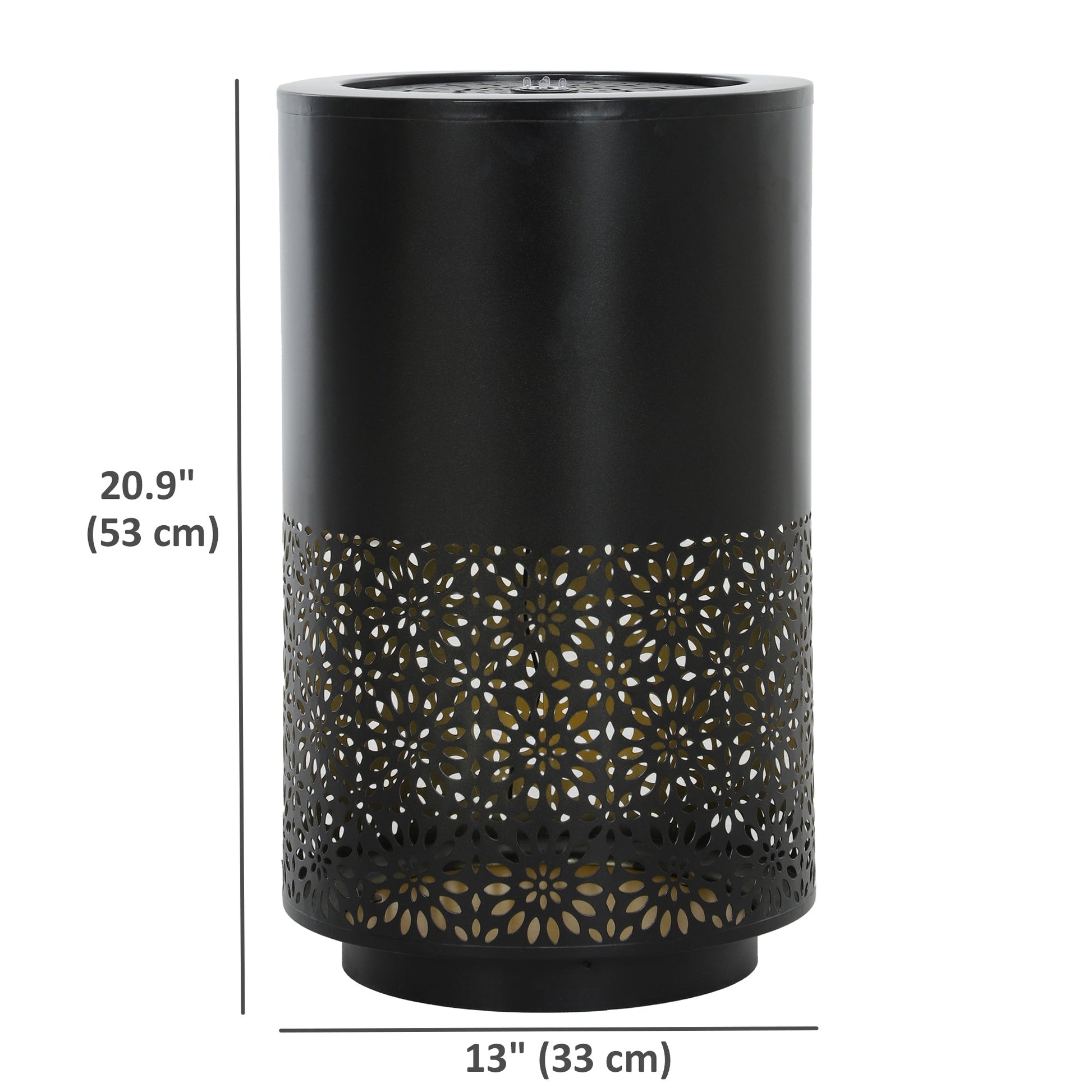 Outdoor Water Fountain with LED Lights, 21" Tall Garden Waterfall Fountain Water Feature with Adjustable Flow for Patio Porch Backyard Deck Decor, Black