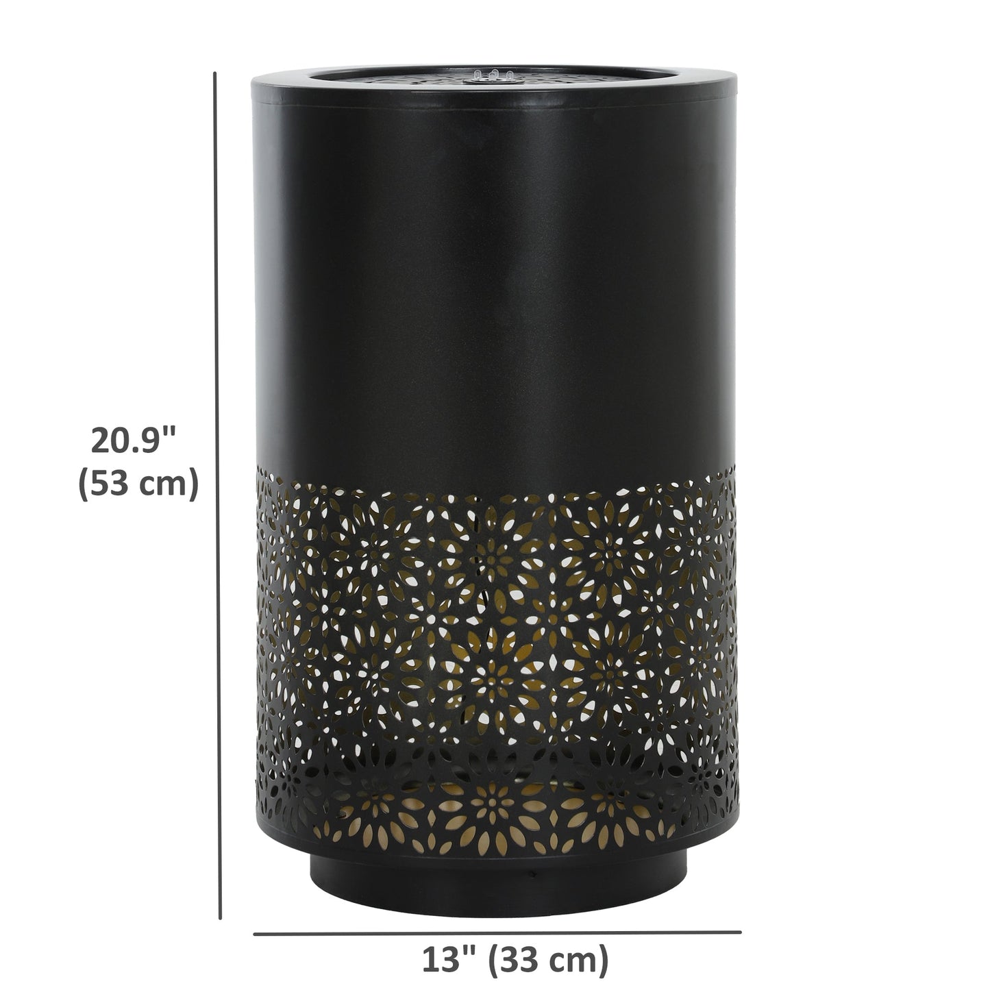 Outdoor Water Fountain with LED Lights, 21" Tall Garden Waterfall Fountain Water Feature with Adjustable Flow for Patio Porch Backyard Deck Decor, Black