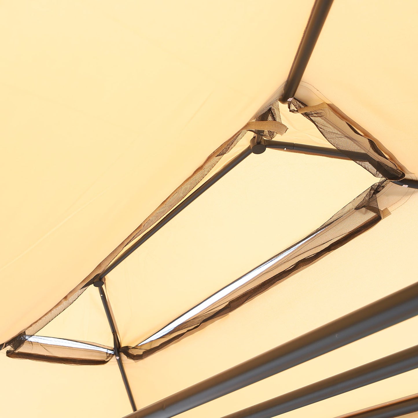 3 Person Outdoor Patio Daybed, 3 in 1 Canopy Gazebo Swing Chair Garden Hammock with Sun Shade, Mesh Mosquito and Net, Beige