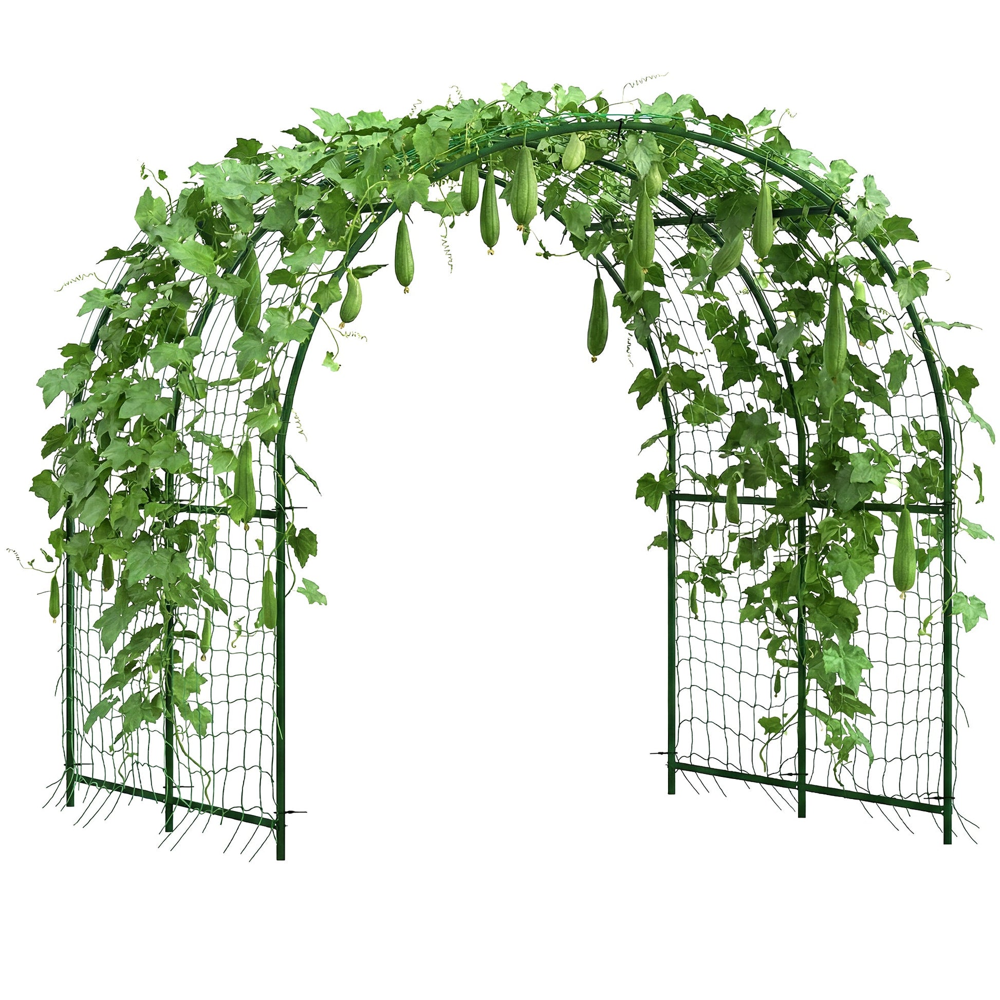 Garden Arch Trellis for Climbing Plants Outdoor, 7.1FT Tall Cucumber Trellis with Climbing Net, Metal Plant Support Archway for Backyard, Lawn, Party, Wedding, Ceremony