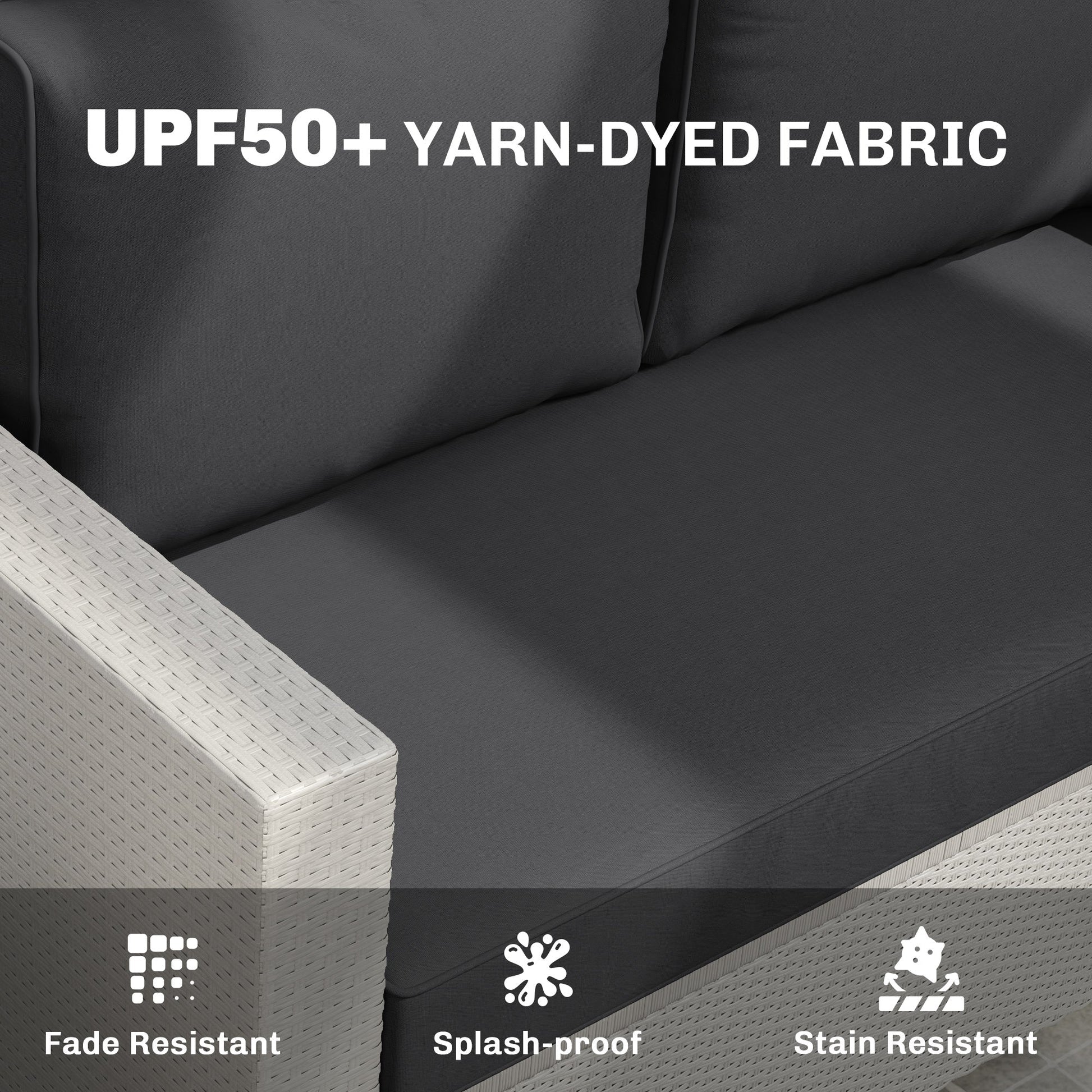 2 Seater Outdoor Seat Cushions with Backrest, Loveseat Double Sofa Outdoor Furniture Cushions, Fade-Resistant Replacement Patio Cushions for Indoor and Outdoor, Black