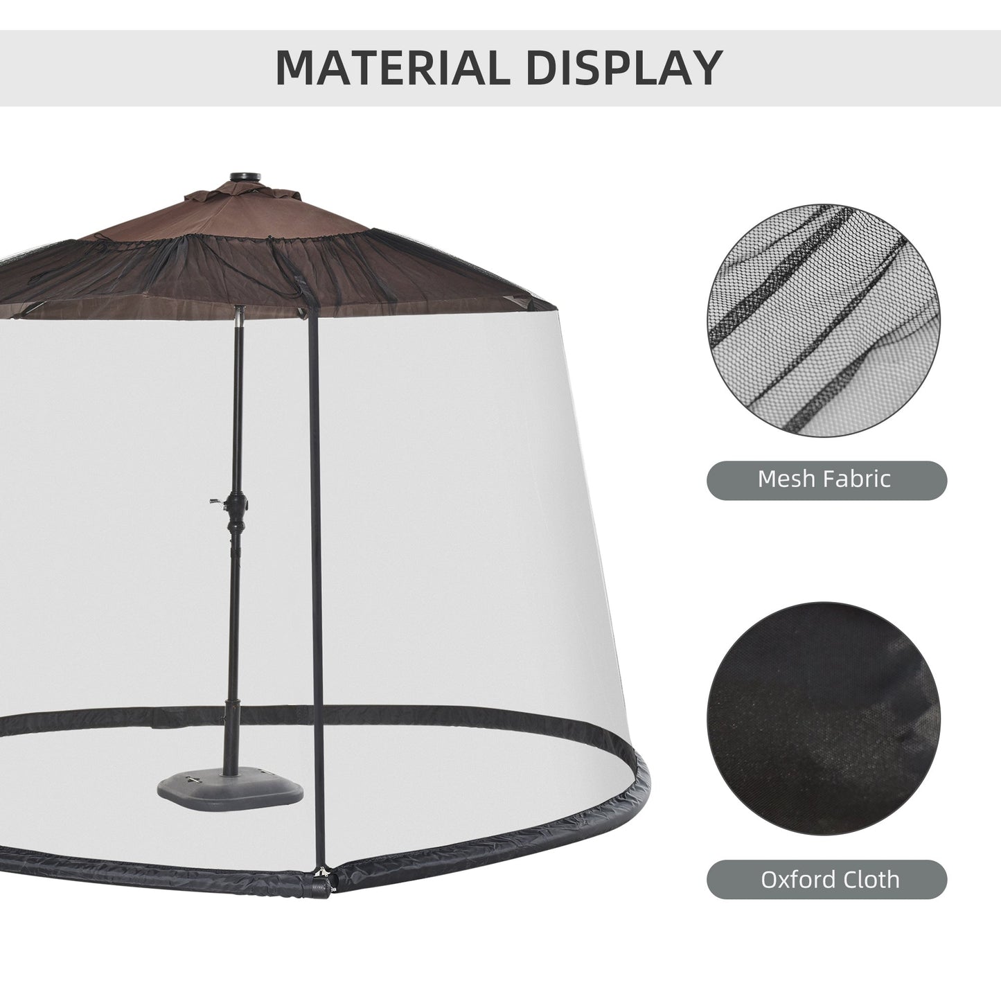 Outdoor Patio 7.5ft Umbrella Table Screen Mosquito Bug Net, Garden Large Umbrella Cover Netting with Zippered Door, Black (Mosquito Netting ONLY)