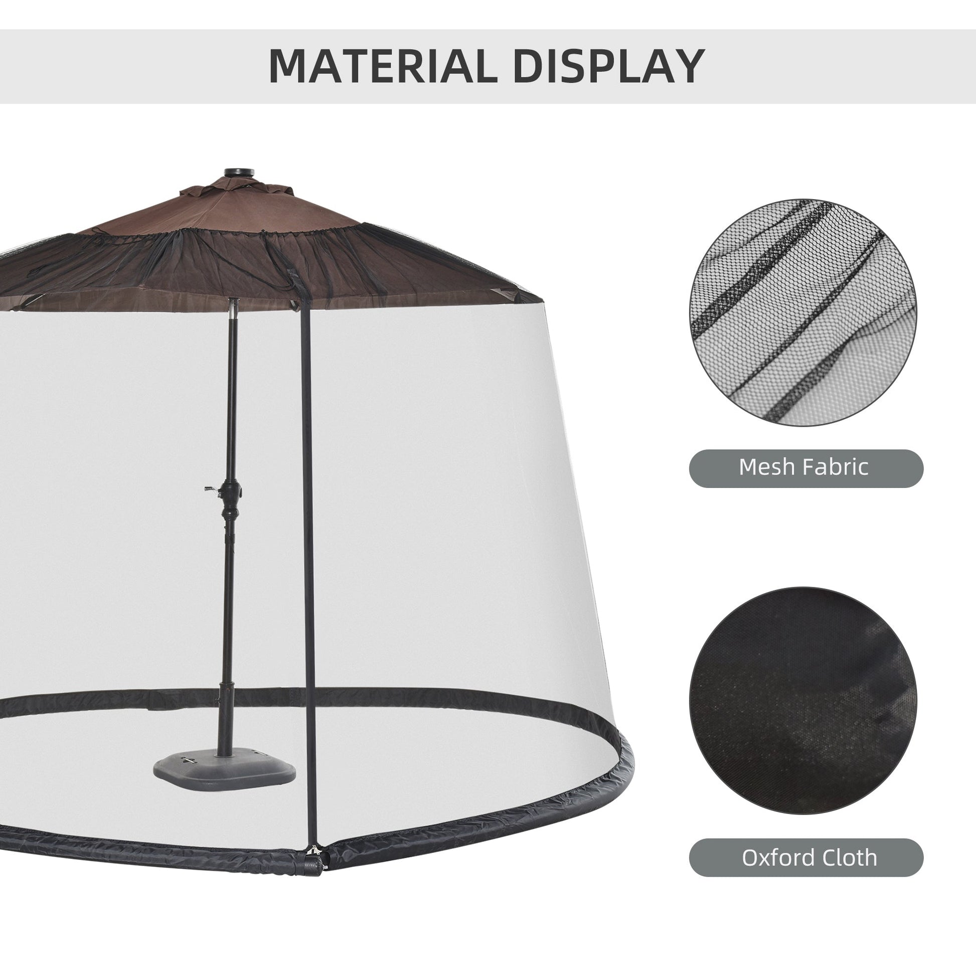 Outdoor Patio 7.5ft Umbrella Table Screen Mosquito Bug Net, Garden Large Umbrella Cover Netting with Zippered Door, Black (Mosquito Netting ONLY)