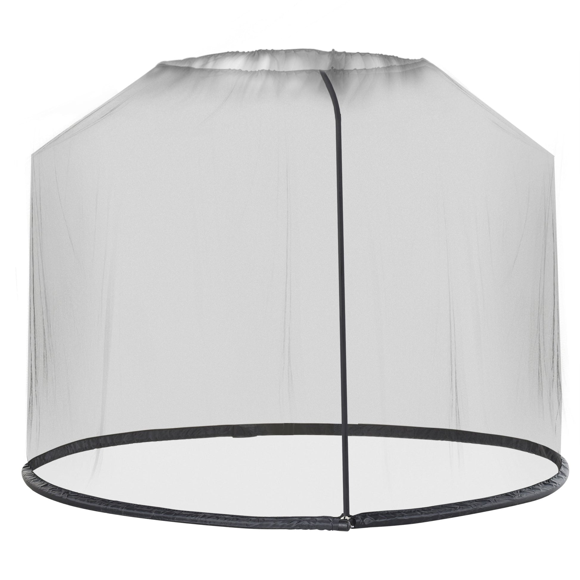 Outdoor Patio 7.5ft Umbrella Table Screen Mosquito Bug Net, Garden Large Umbrella Cover Netting with Zippered Door, Black (Mosquito Netting ONLY)