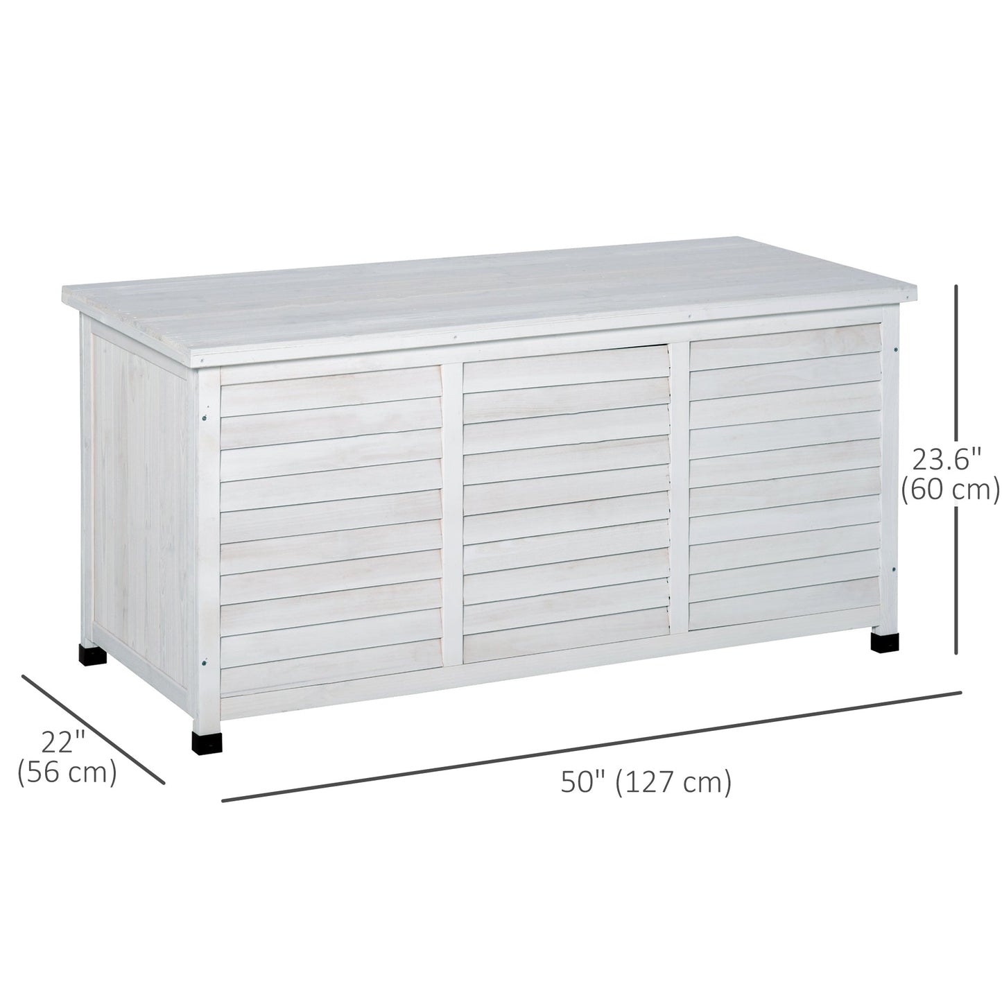 75 Gallon Wooden Storage Box patio Deck Box Bench, Garden Backyard Outdoor Storage Container with Aerating Gap & Weather-Fighting Finish, White