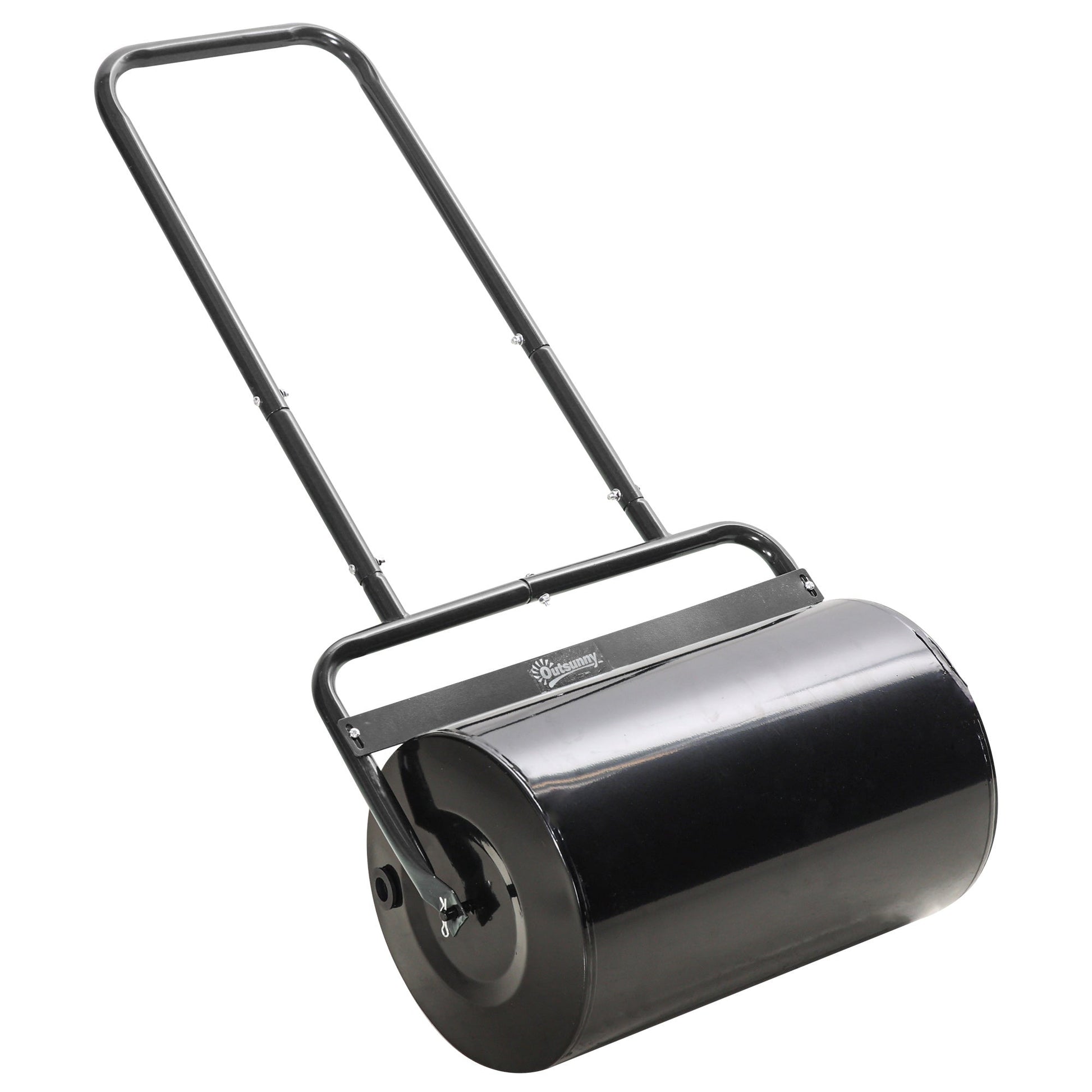 20" Push/Tow Behind Lawn Roller, Heavy Duty Sod Drum Roller Filled with 11 Gal Water/136 Lbs Sand, Grass Flattener for Yard, Patio, Park, Black