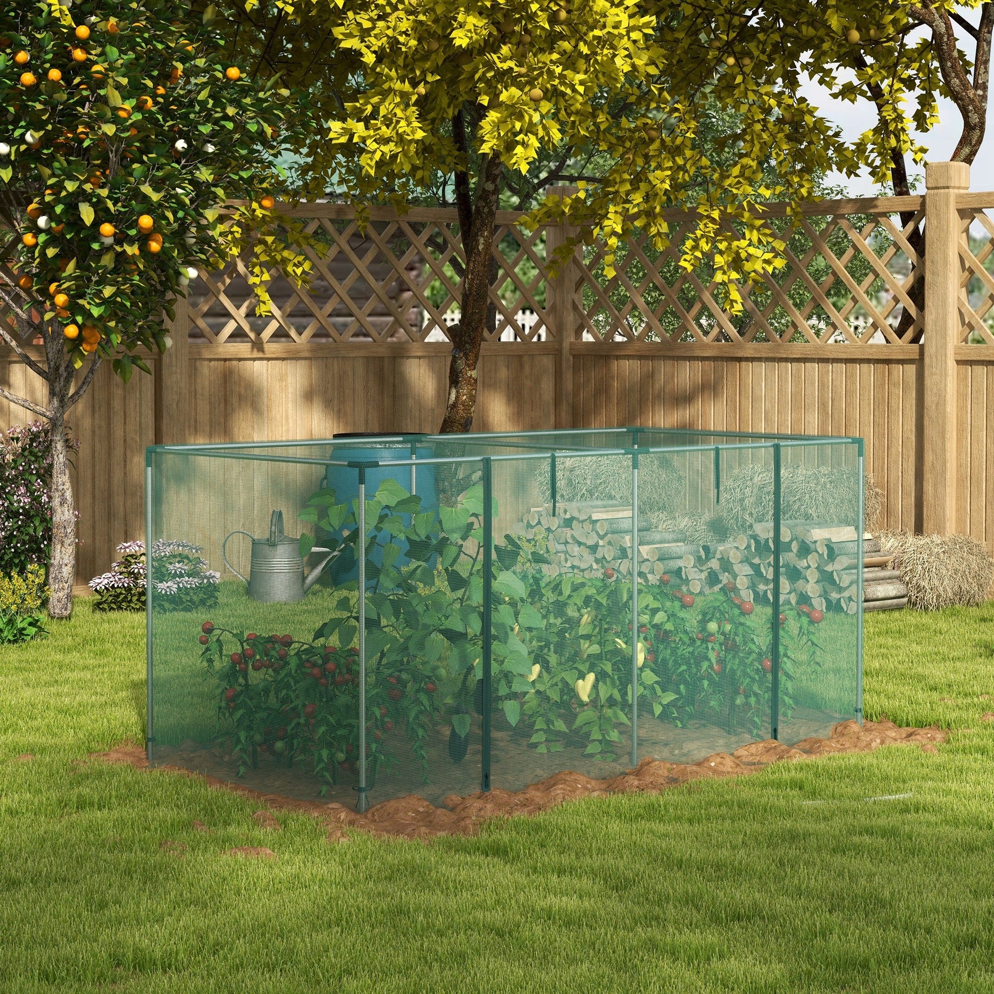 8' x 4' Crop Cage, Plant Protection Tent with Zippered Door and Galvanized Steel Frame, Fruit Cage Netting Cover for Garden, Yard, Lawn, Green
