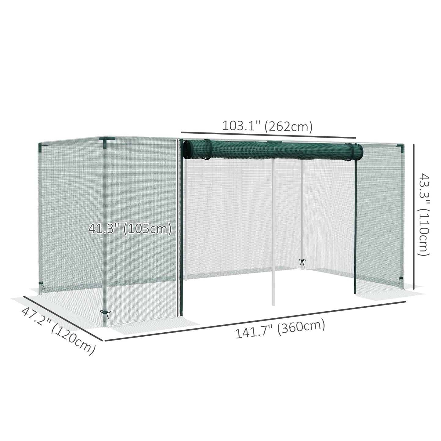 8' x 4' Crop Cage, Plant Protection Tent with Zippered Door and Galvanized Steel Frame, Fruit Cage Netting Cover for Garden, Yard, Lawn, Green