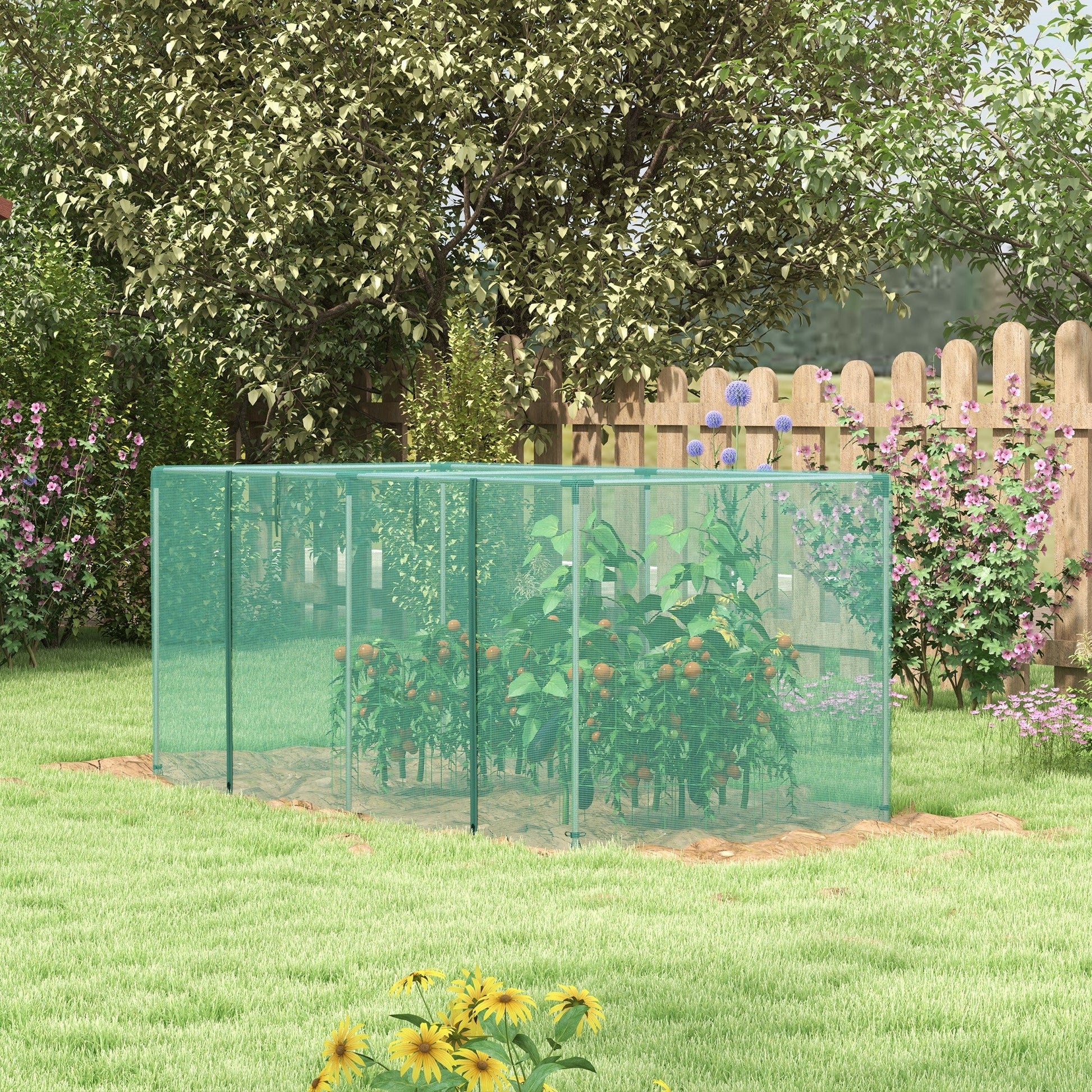 8' x 4' Crop Cage, Plant Protection Tent with Zippered Door and Galvanized Steel Frame, Fruit Cage Netting Cover for Garden, Yard, Lawn, Green