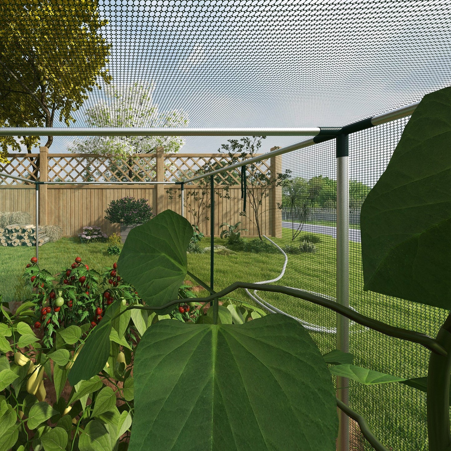 8' x 4' Crop Cage, Plant Protection Tent with Zippered Door and Galvanized Steel Frame, Fruit Cage Netting Cover for Garden, Yard, Lawn, Green