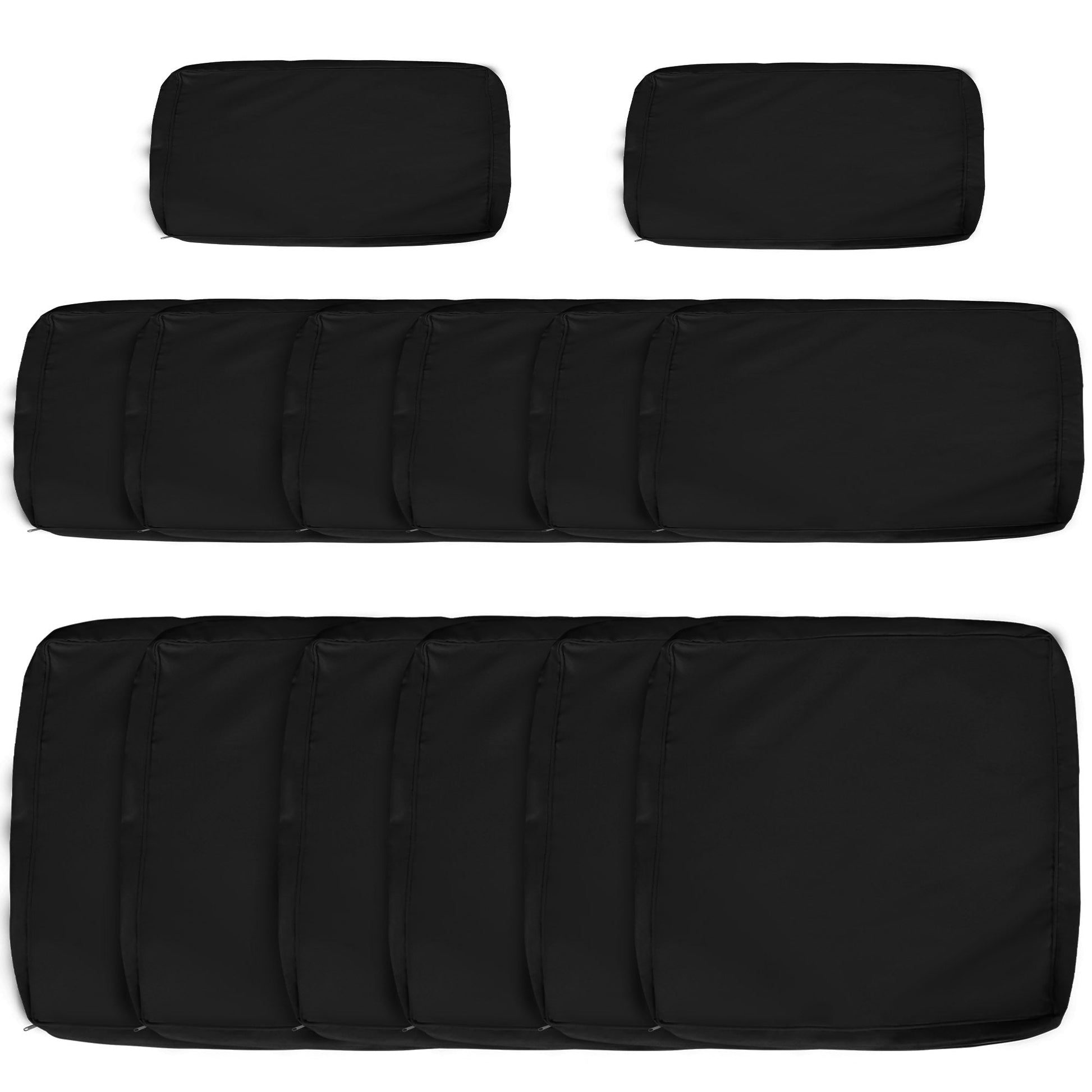 14Pcs Outdoor Cushion Covers, Patio Cushion Covers Replacement for Rattan Sofa Set - No Cushion Included, Black