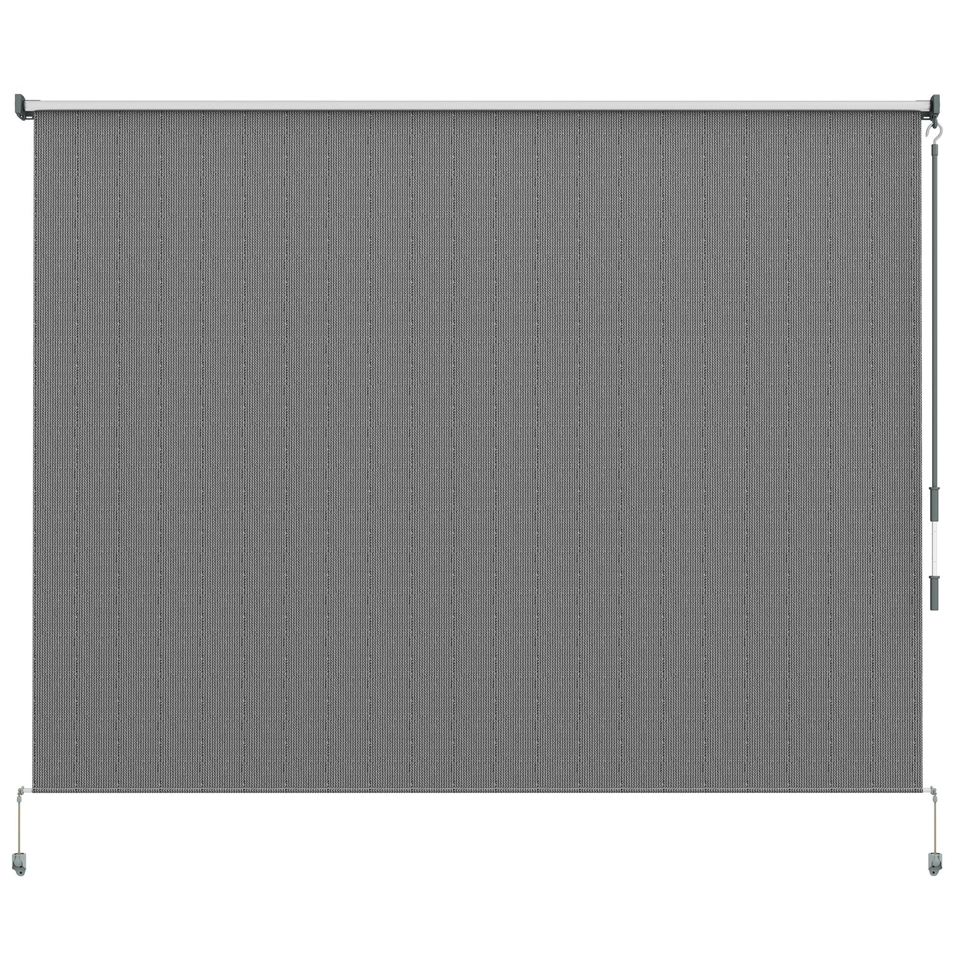 8'W x 6'H Roller Shades, Outdoor Blinds Cordless Roll Up Shade for Porch Balcony Gazebo, Dark Grey