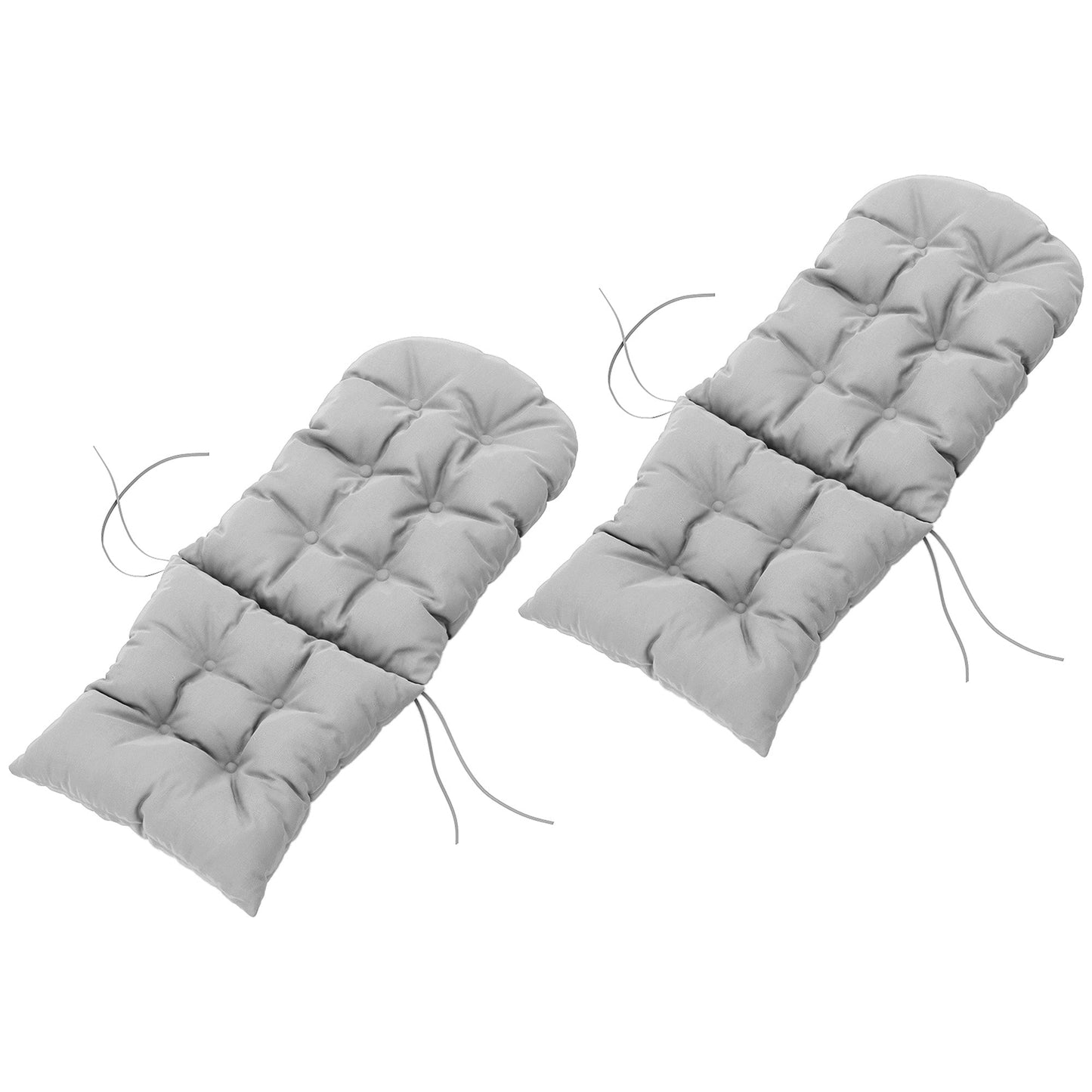 Adirondack Chair Cushions Set of 2, Tufted Lawn Chair Cushions, High Back Patio Chair Cushions with Ties, Non-Slip Muskoka Chair Cushions, Light Grey