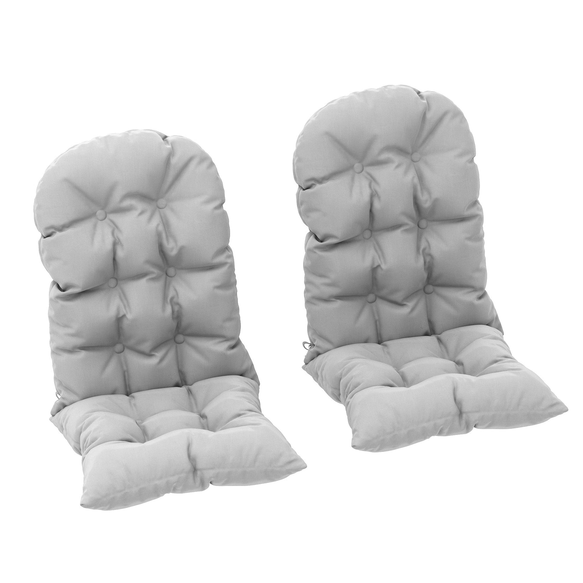Adirondack Chair Cushions Set of 2, Tufted Lawn Chair Cushions, High Back Patio Chair Cushions with Ties, Non-Slip Muskoka Chair Cushions, Light Grey