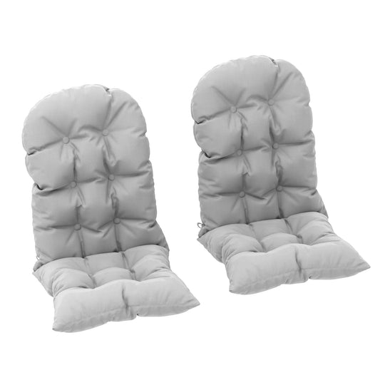 Adirondack Chair Cushions Set of 2, Tufted Lawn Chair Cushions, High Back Patio Chair Cushions with Ties, Non-Slip Muskoka Chair Cushions, Light Grey
