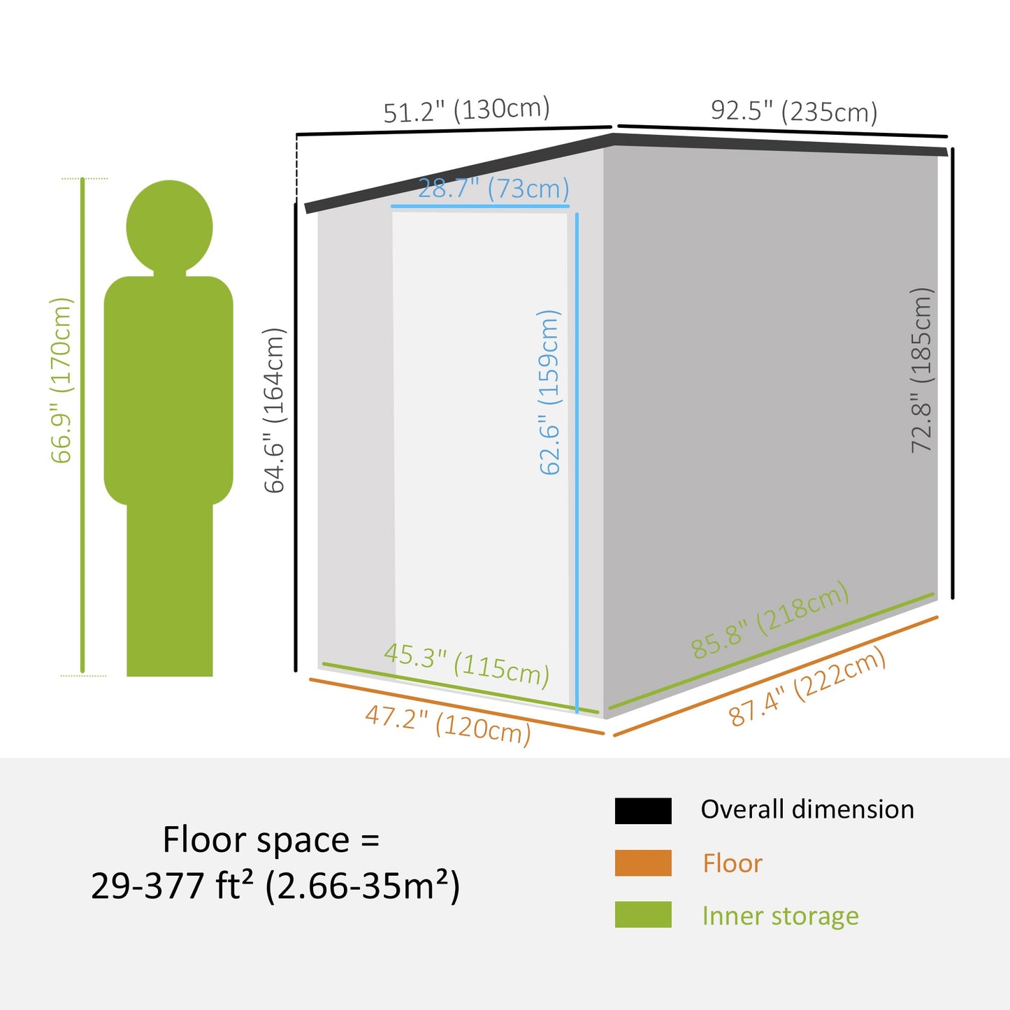 4' x 8' Steel Garden Storage Shed Lean to Shed Outdoor Metal Tool House with Lockable Door and 2 Air Vents for Backyard, Patio, Lawn, Dark Grey