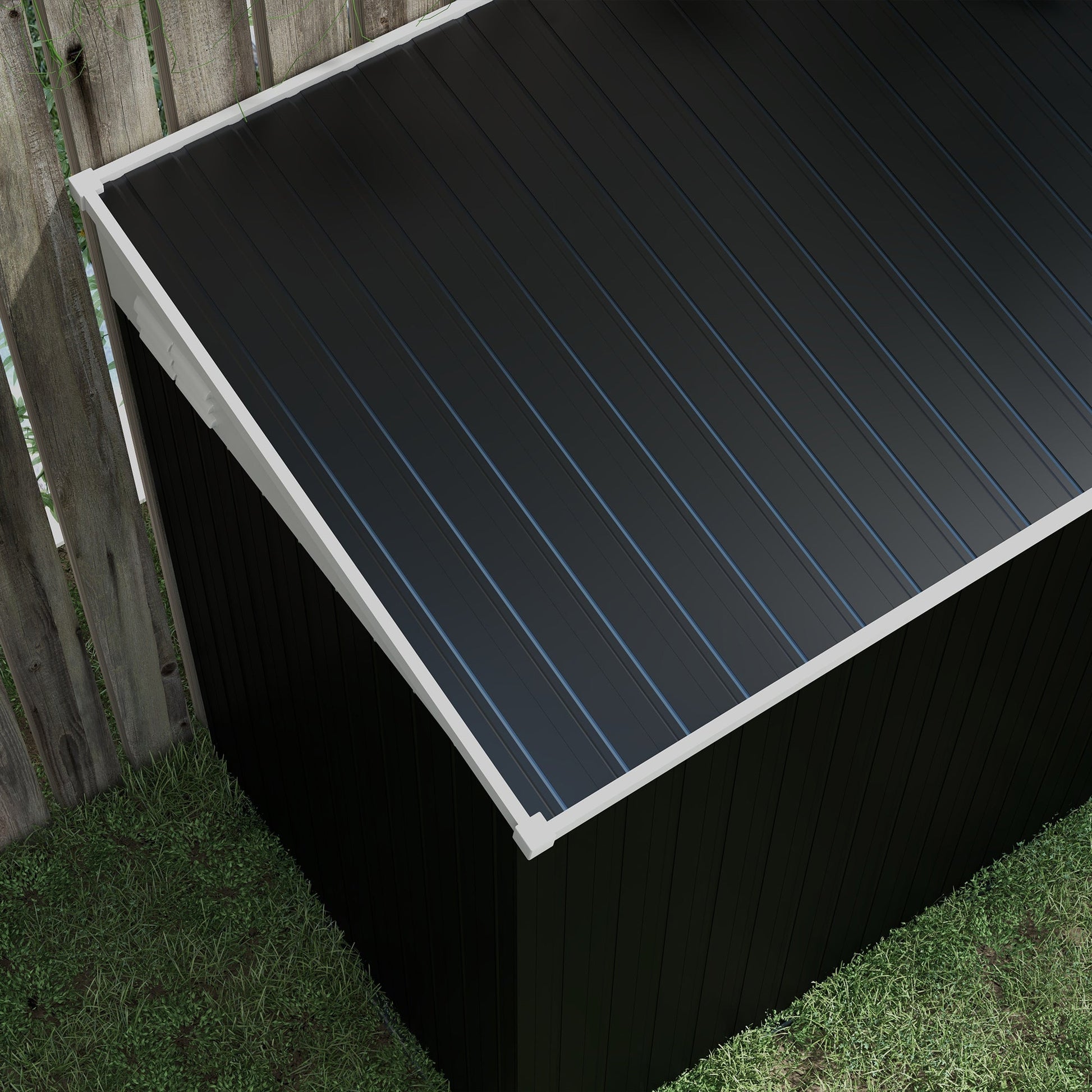 4' x 8' Steel Garden Storage Shed Lean to Shed Outdoor Metal Tool House with Lockable Door and 2 Air Vents for Backyard, Patio, Lawn, Dark Grey