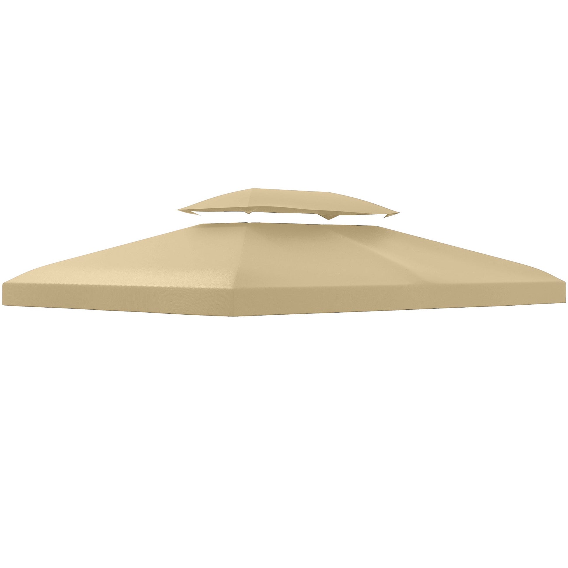 13.1' x 9.8' Gazebo Replacement Canopy 2 Tier Top UV Cover Pavilion Garden Patio Outdoor, Beige (TOP ONLY)