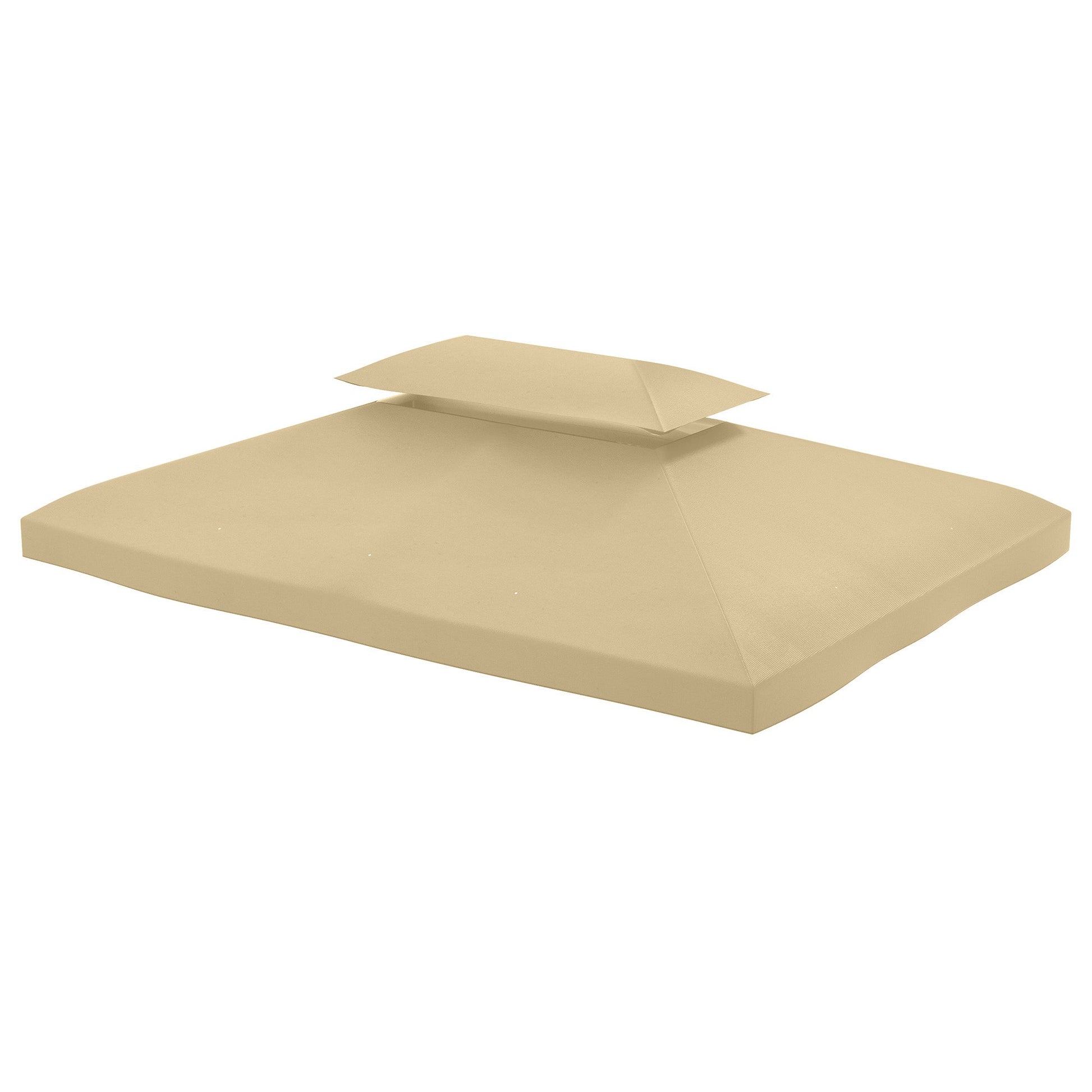 13.1' x 9.8' Gazebo Replacement Canopy 2 Tier Top UV Cover Pavilion Garden Patio Outdoor, Beige (TOP ONLY)