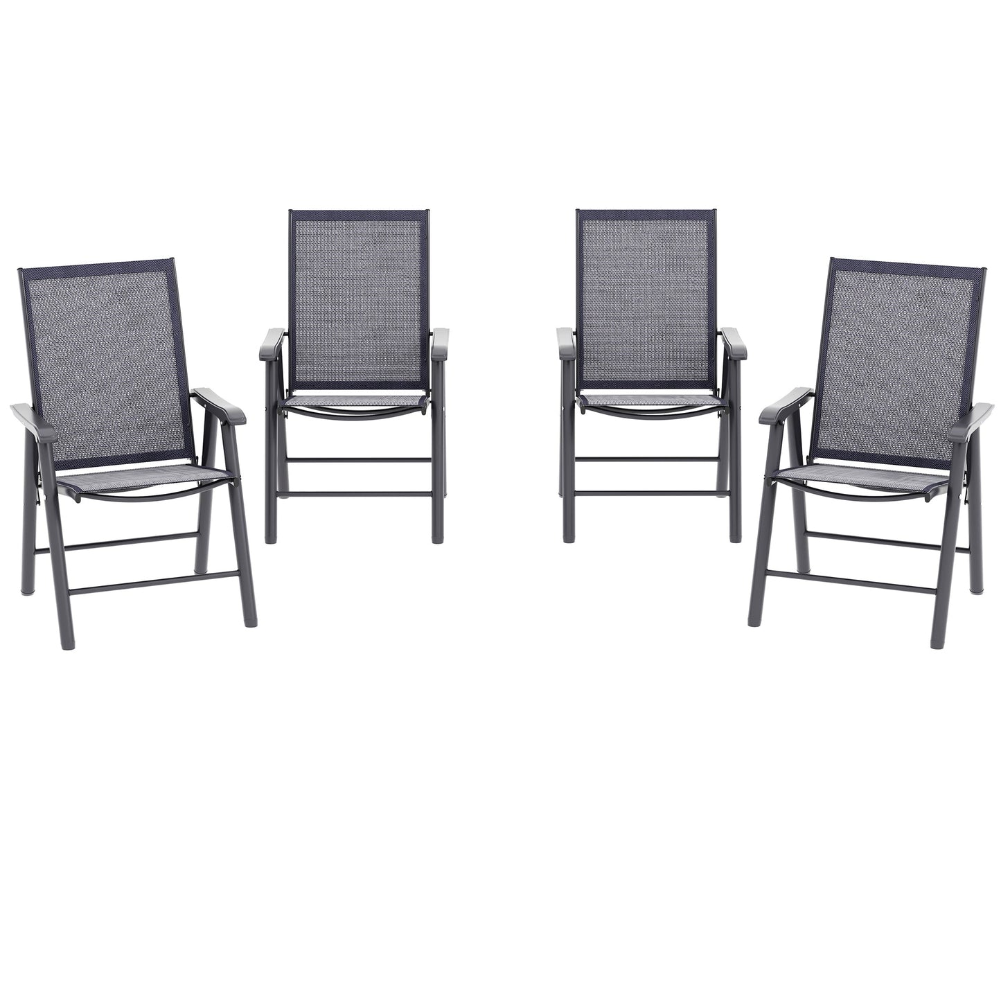 4-Piece Folding Dining Chair Set for Relaxing on Patio, Balcony, or Garden, Comfortable Outdoor Furniture with Armrests, Dark Grey