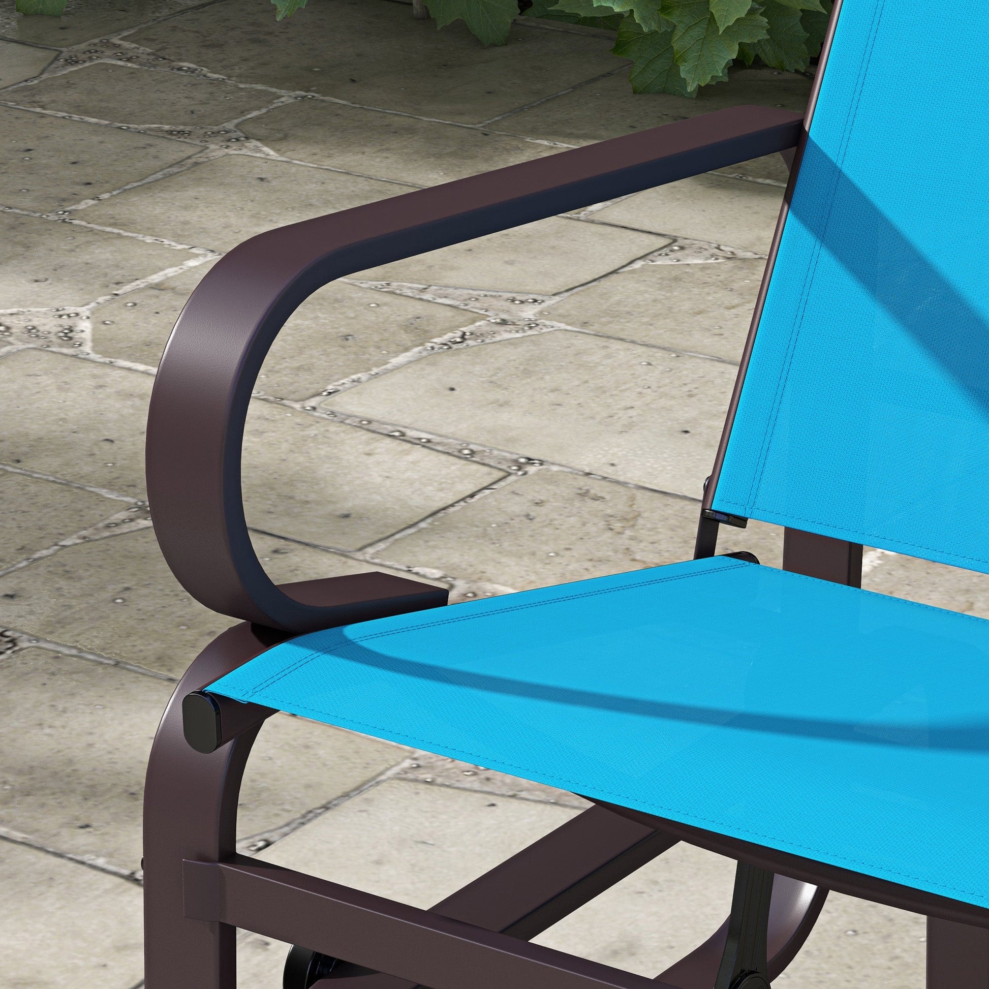 Patio Glider with Breathable Mesh Fabric, Outdoor Glider Chair, Garden Rocking Gliding Seat for Patio, Yard, Porch, Blue