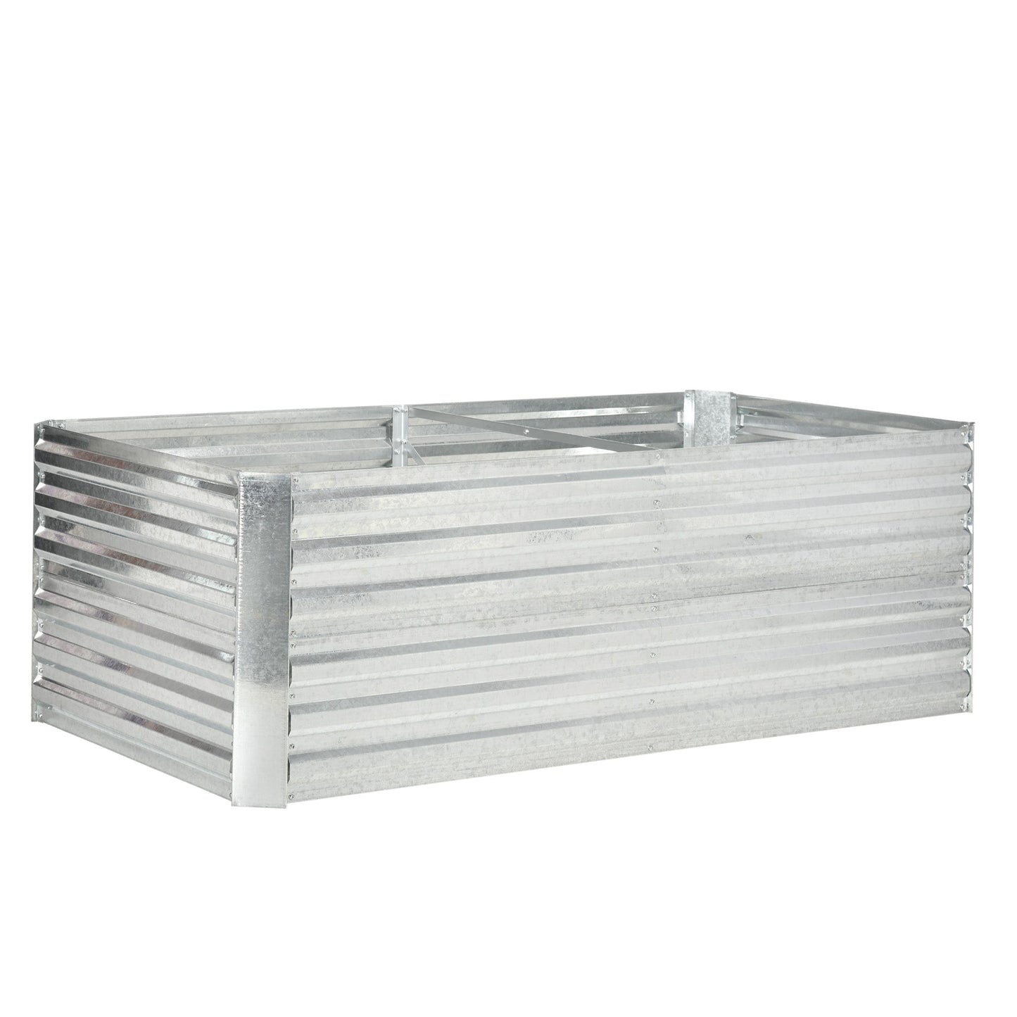 Raised Garden Bed, 6' x 3' x 2' Galvanized Steel Planters for Outdoor Plants with Multi-reinforced Rods for Vegetables, Flowers and Herbs, Silver