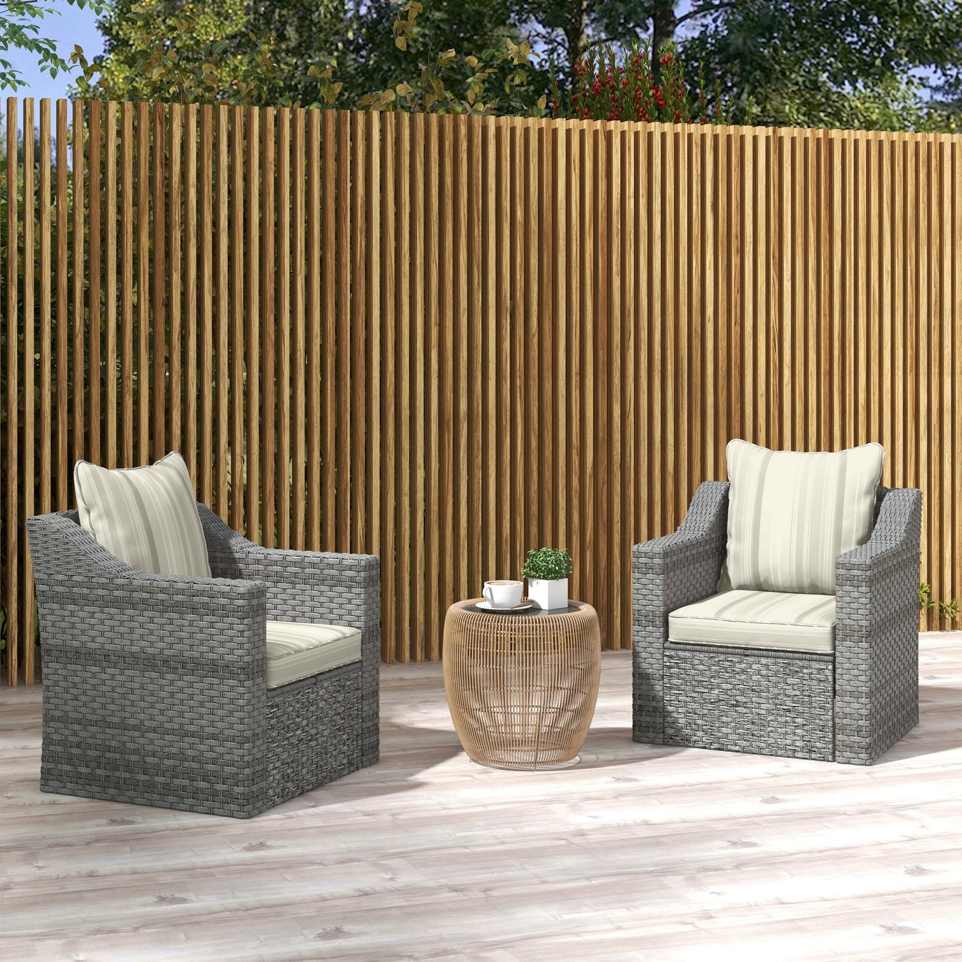 4-Piece Patio Chair Cushions Pillows, Back and Seat Replacement Patio Cushions Set for Indoor Outdoor Garden Furniture, Grey