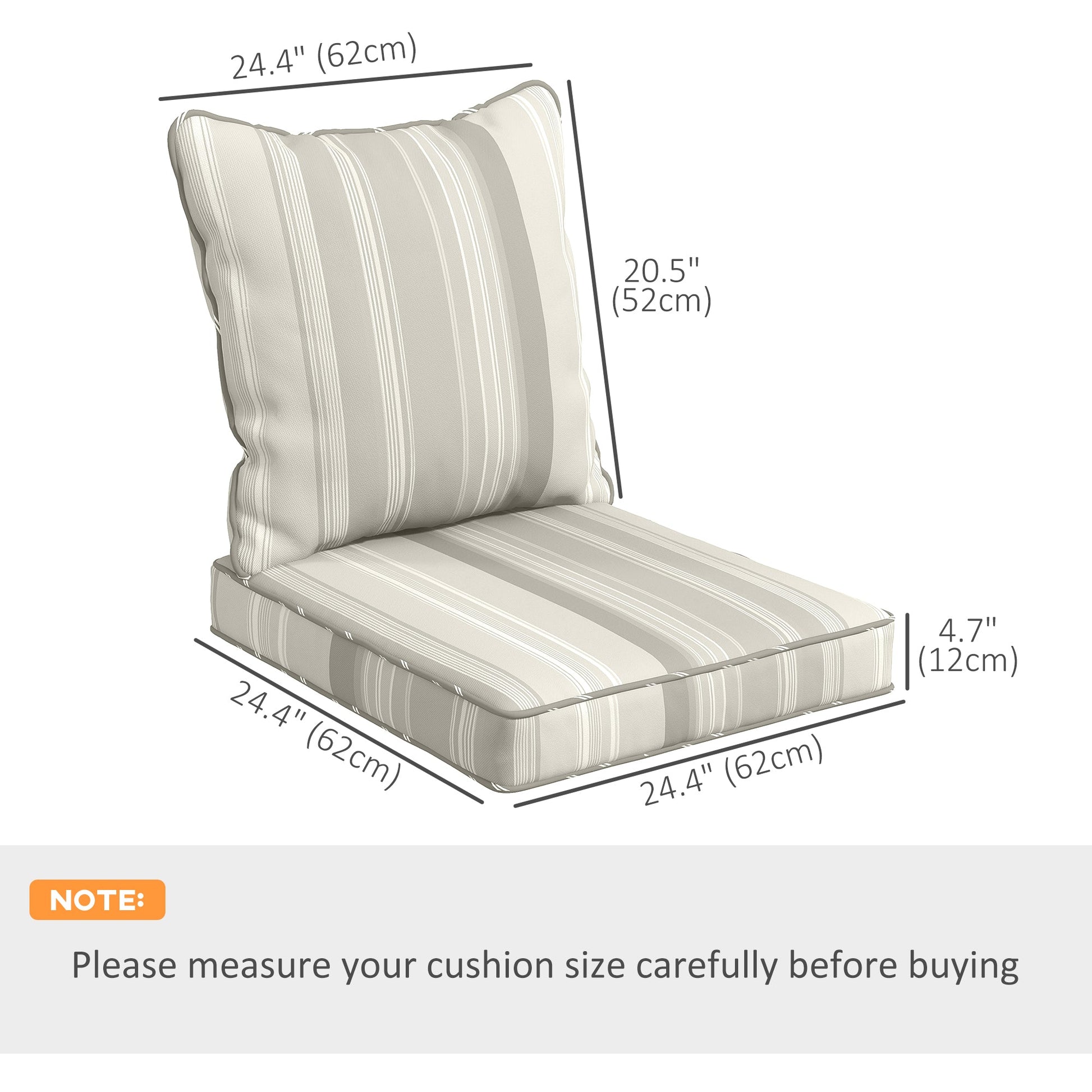 4-Piece Patio Chair Cushions Pillows, Back and Seat Replacement Patio Cushions Set for Indoor Outdoor Garden Furniture, Grey