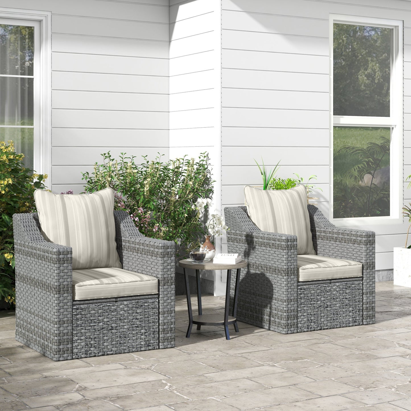 4-Piece Patio Chair Cushions Pillows, Back and Seat Replacement Patio Cushions Set for Indoor Outdoor Garden Furniture, Grey